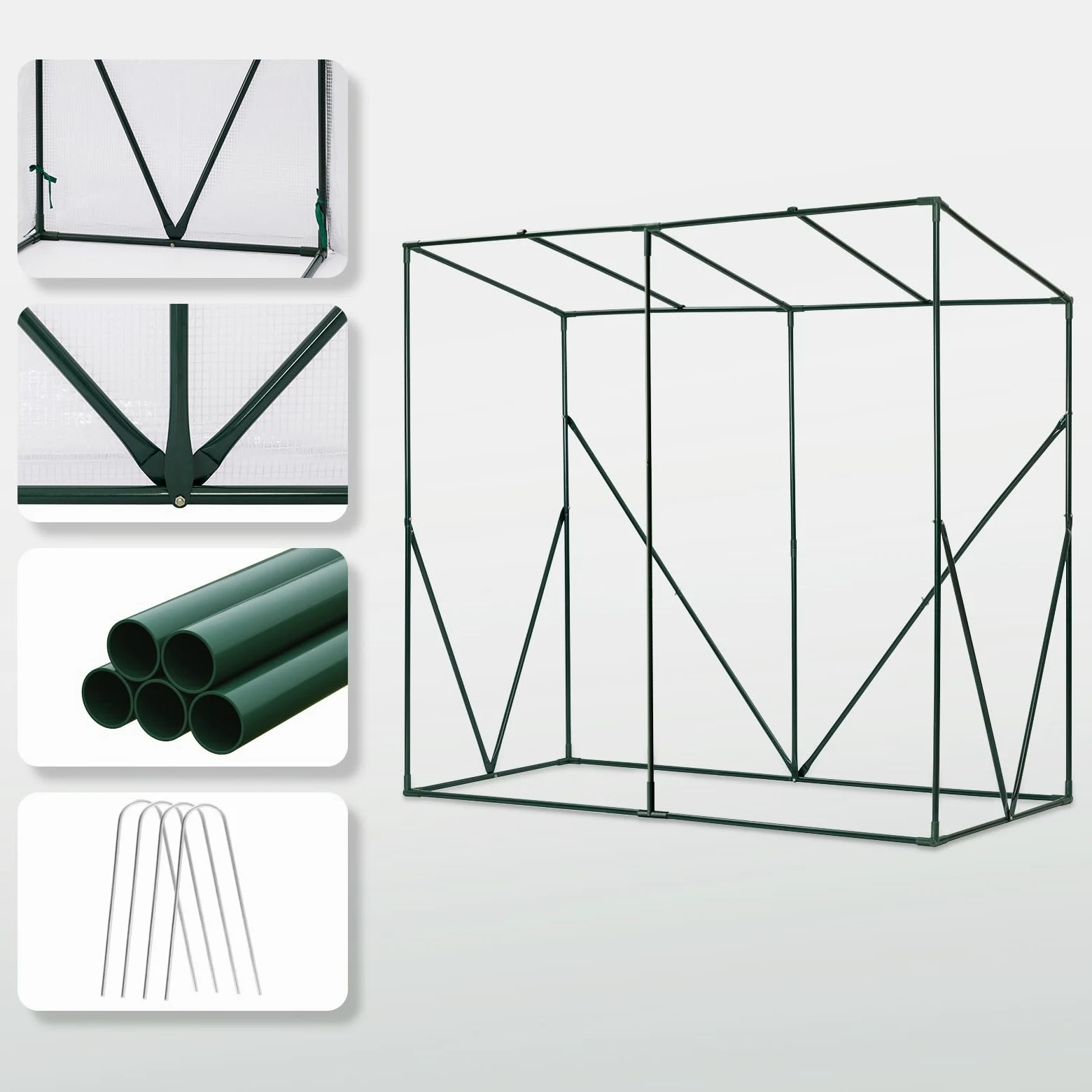 LARMNEE Serre de Jardin à Toit en Pente, Serre à Tomates Plastique, 200 x 77,5 x 170 cm, Abri Potager pour Plantes, avec Porte Enroulable, Anti-UV, pour Balcon, Jardin, Blanc EWT30GH02G3