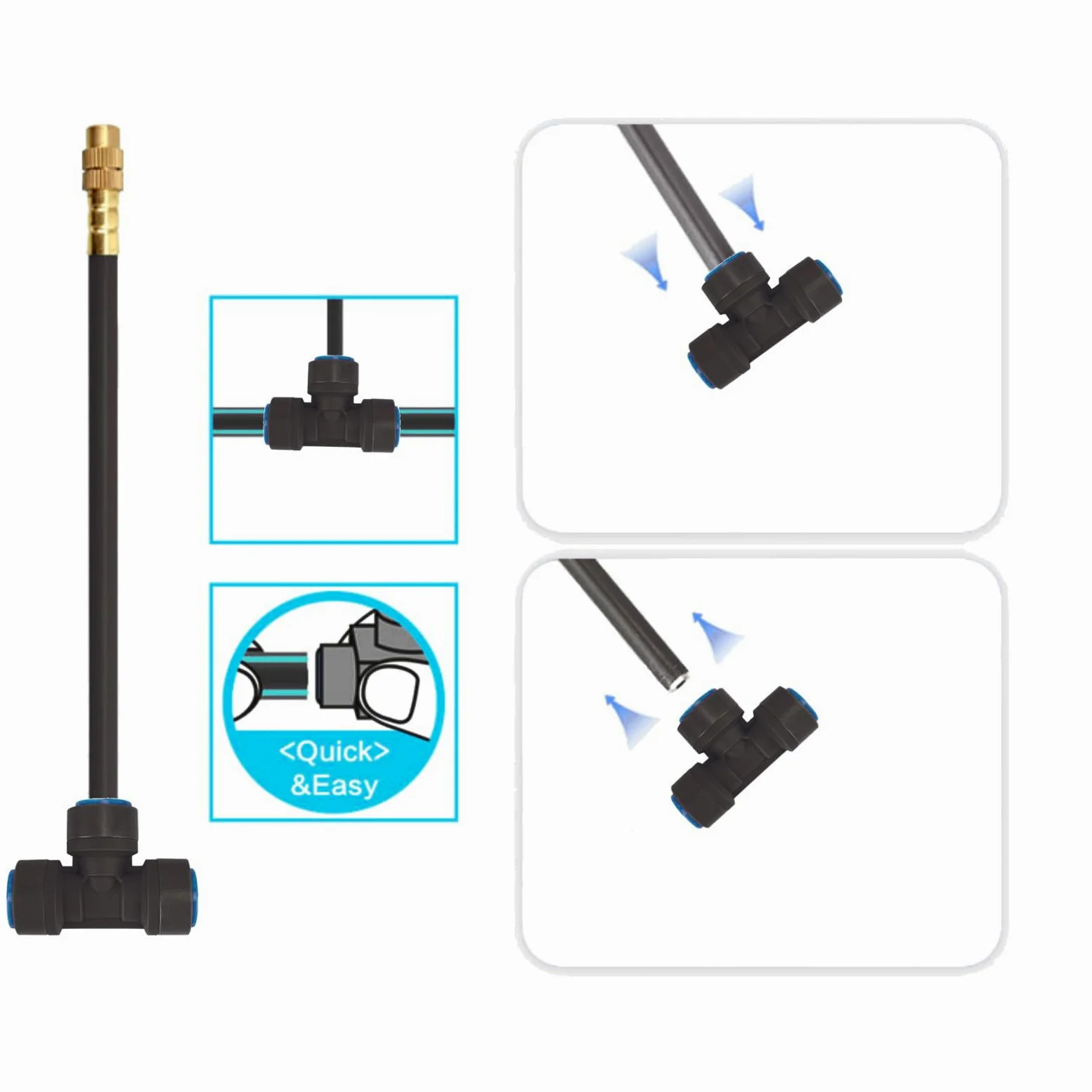 Kit d'irrigation goutte à goutte, système d'arrosage automatique de jardin, connecteur rapide et compte-gouttes à 360 degrés, buse en cuivre, système d'arrosage pour plantes de jardin, pelouse, cour