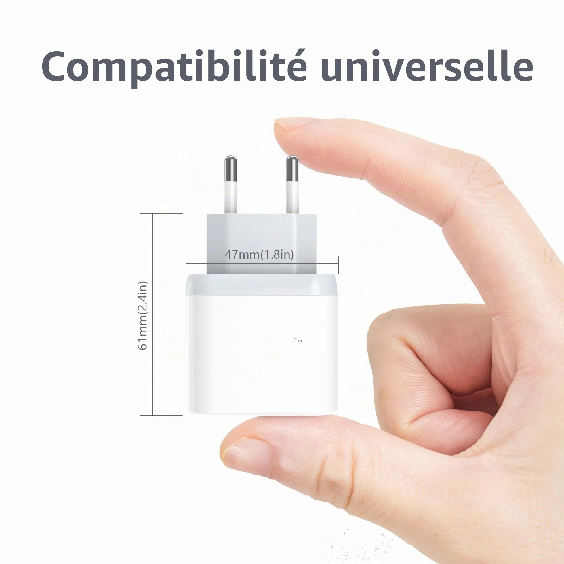 Chargeur Rapide 25W USB C Ecowaare pour iPhone 14 13 12 11 X SE 8 7 6 iPad avec Câble 2M