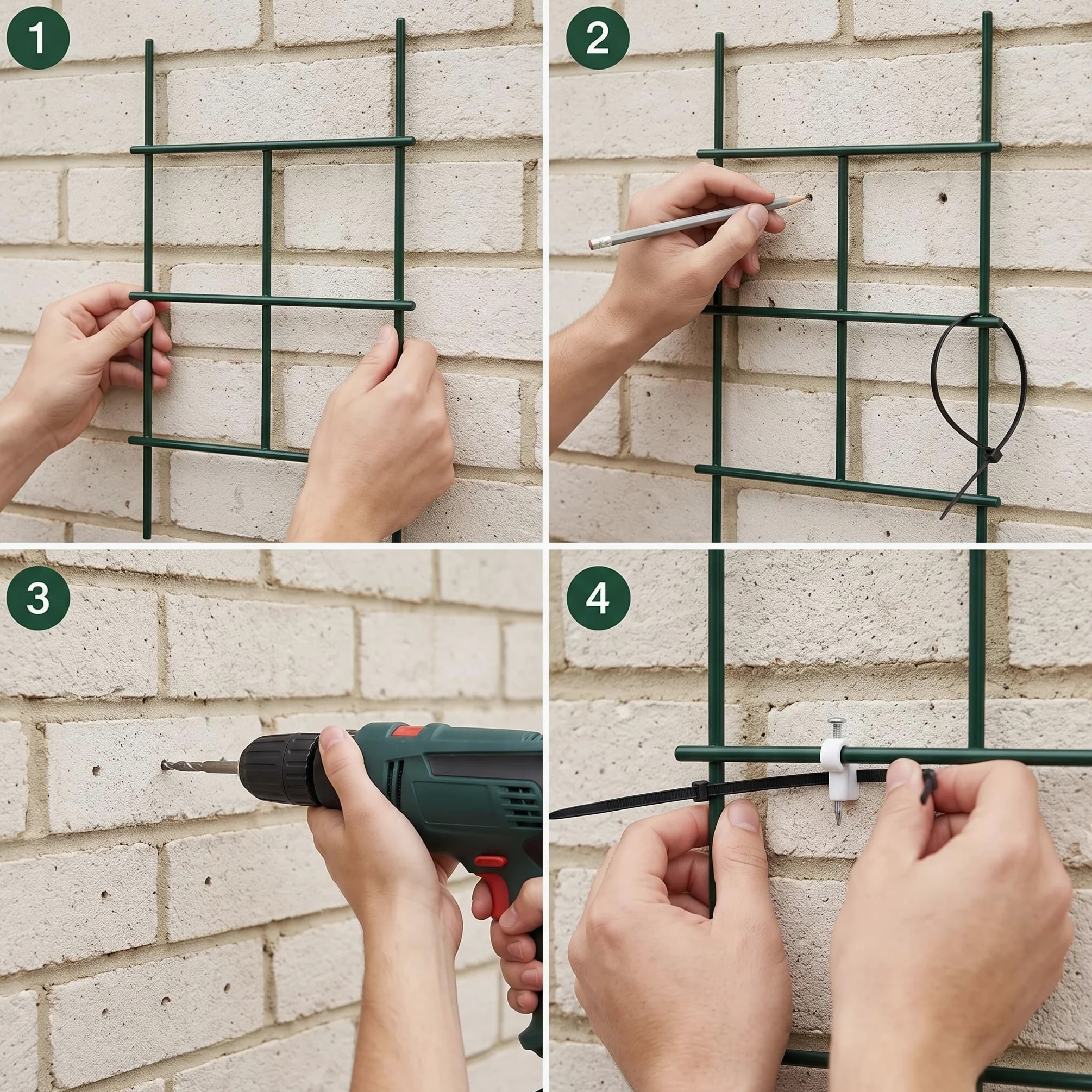 Treillis Plante Grimpante Extérieur pour Jardin et Mur – Support Métallique Anti-Brûlure, Vert foncé, 1 mètre de Haut, 6 cm de Trou, 7 mètres de Long