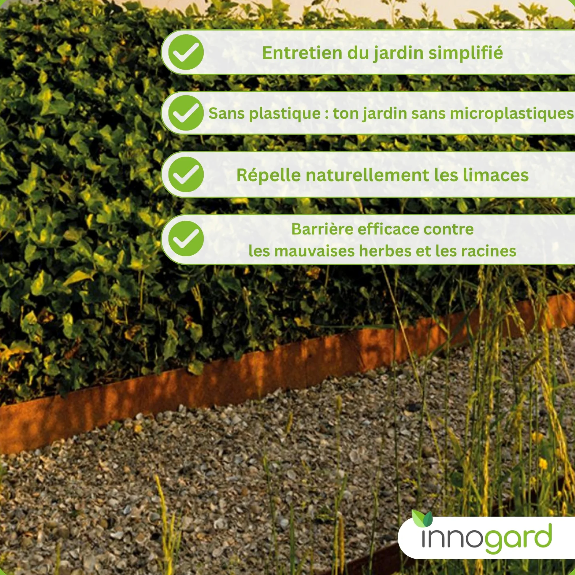 innogard Bordure de Gazon en Acier Corten épaisseur 1mm - 5m x 20cm | Bande de bordure pour pelouse, délimitation et bordure de parterres, bordure de parterre souple