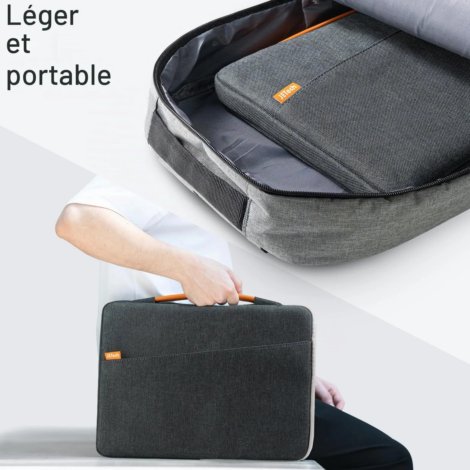 JETech Housse Ordinateur Portable MacBook Neo A18 Pro 13-14 Pouces MacBook Air Pro M1-M5 2020-2026 Étanche Pochette Sacoche Poignée Gris foncé