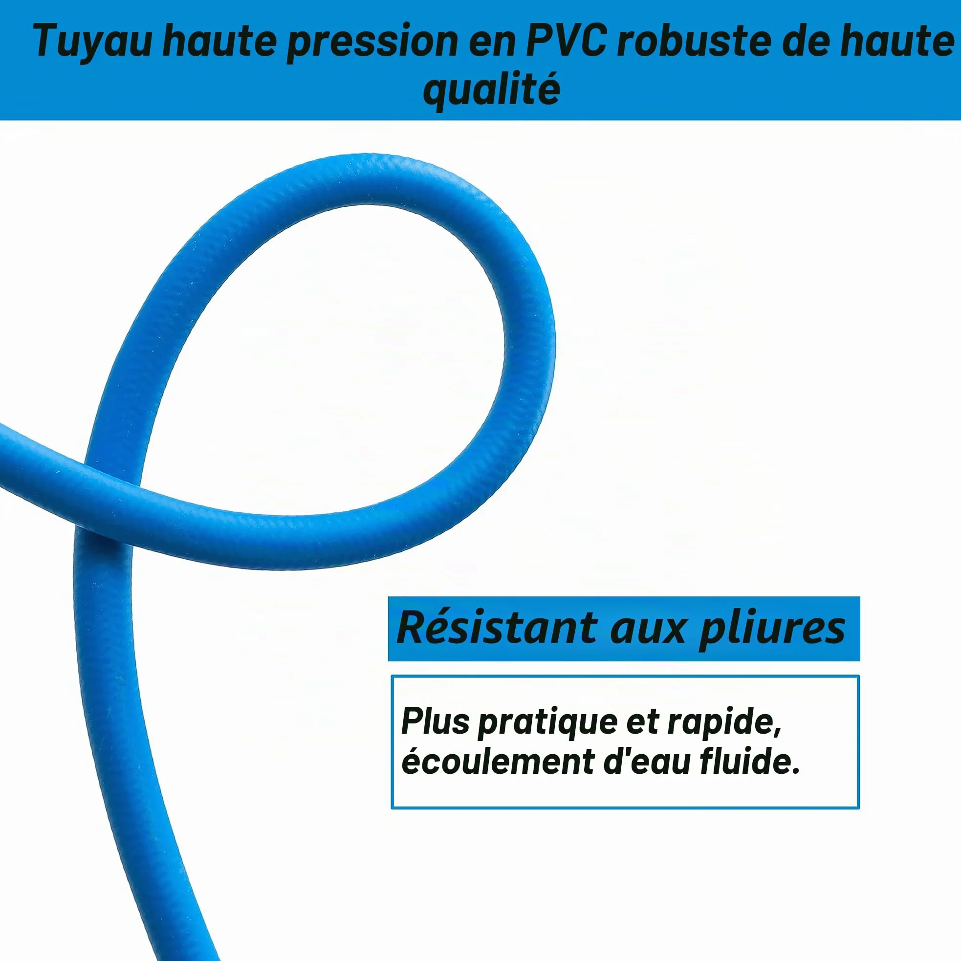 FIXFANS Tuyau d'extension de nettoyeur haute pression de 6,35 mm x 15,2 m – Tuyau haute pression de rechange résistant aux plis et à l'usure – Compatible avec les raccords M22 – 3600 PSI