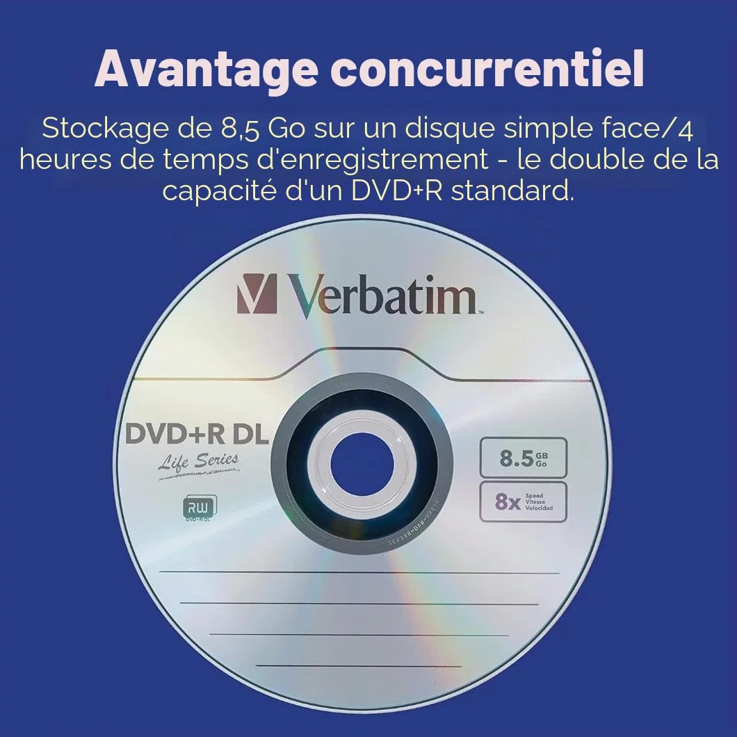 Verbatim DVD+R DL 8.5GB 8x Double Couche 50 pièces