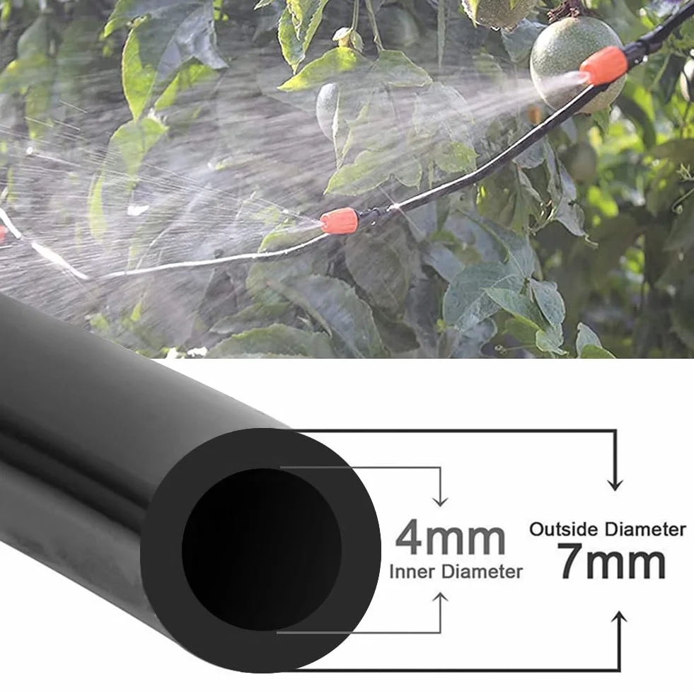 Paor Micro tube d'irrigation Noir 10 mètres I.D 4 mm OD 6 mm pour arrosage de jardinage