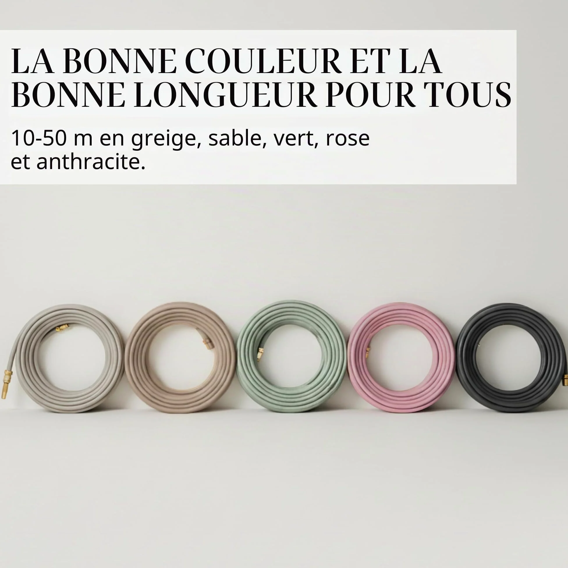 LIVLIG Tuyau d'Arrosage 30m Design – Tuyau Arrosage Flexible, 60% Recyclé, UV Résistant, Anti-Torsion, 1/2 Pouce, Beige