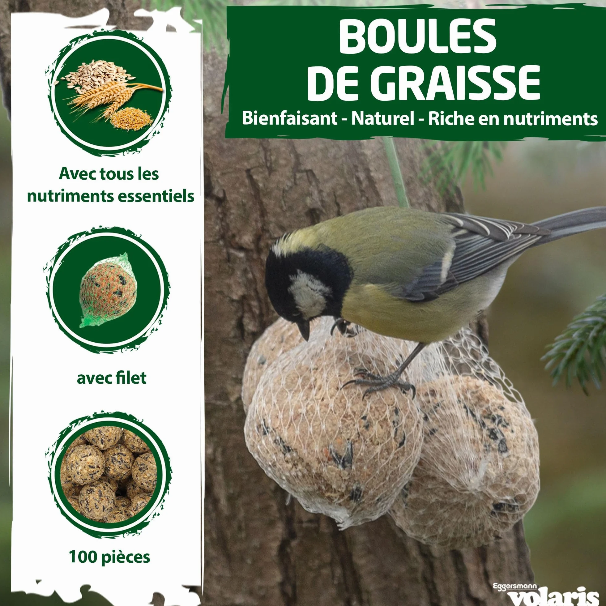 Eggersmann Volaris Boule de Graisse pour Oiseaux 100 Pcs 9 kg