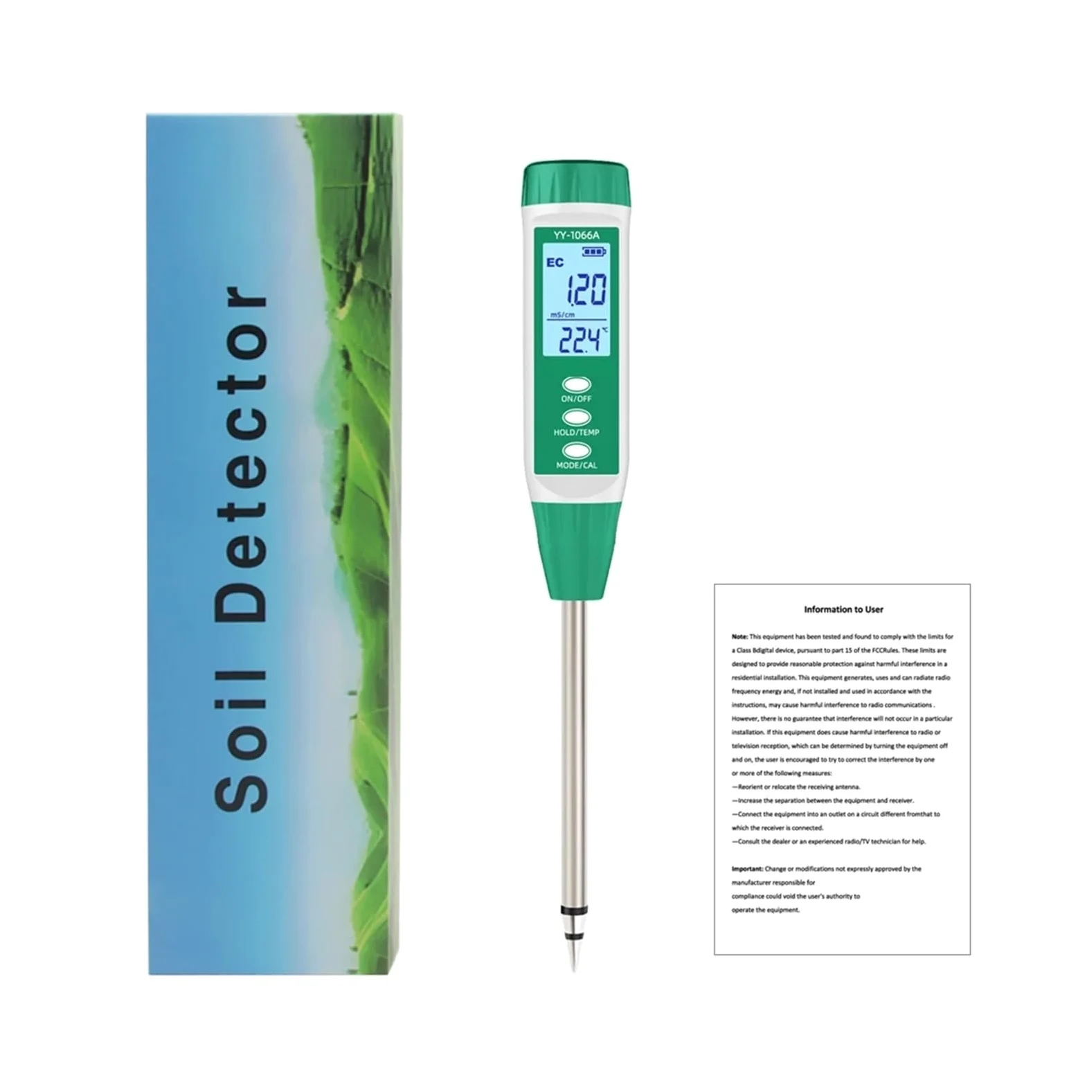 YY-1066A Testeur de conductivité et teneur en Eau du Sol Haute précision for Les Tests Plantes, Le jardina, l'agriculture, pH l'humidité Jardinage, Agriculture