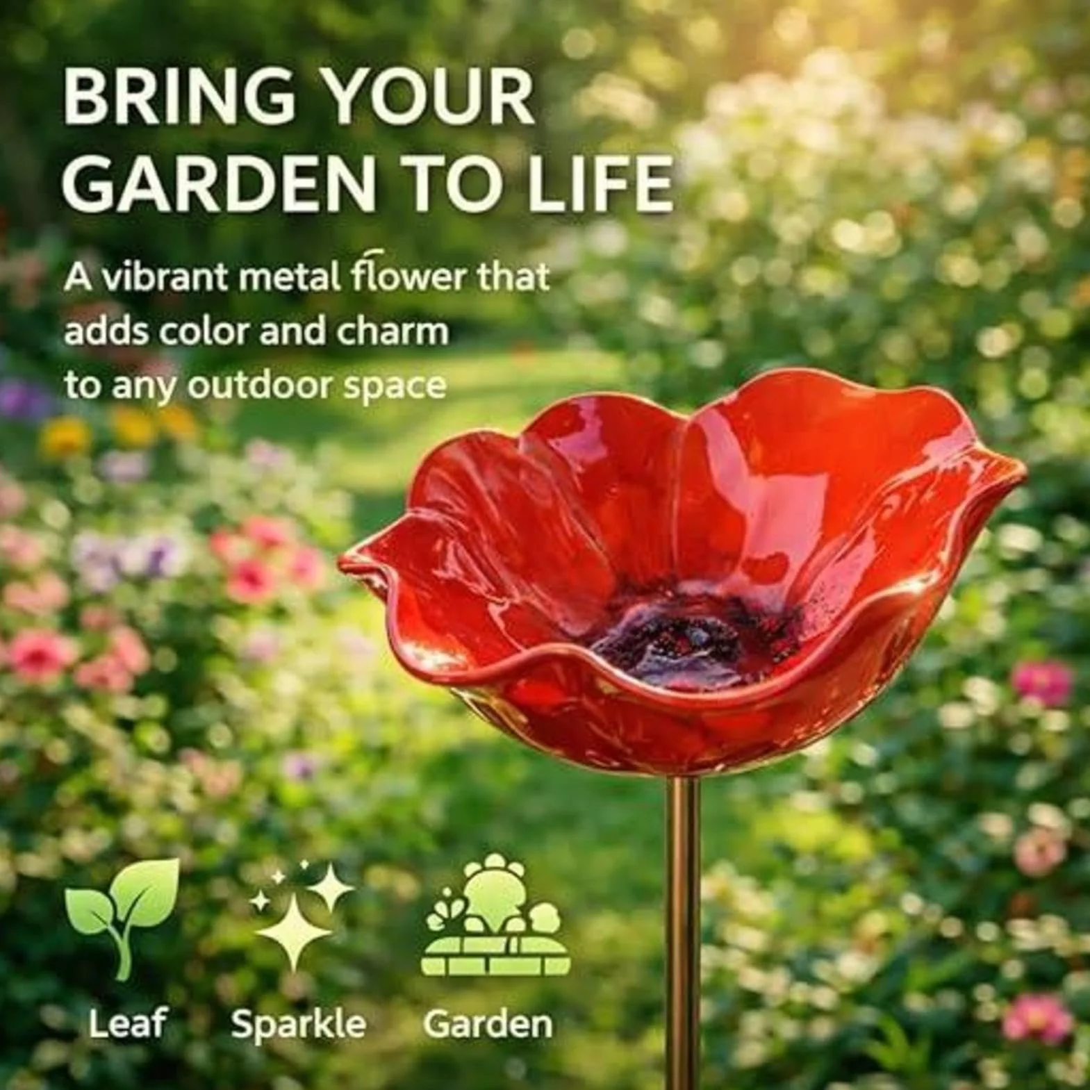 Bain Oiseaux Décoratif Métal Motif Fleurs 2026 - Bol Coloré Abeille Papillon Jardin
