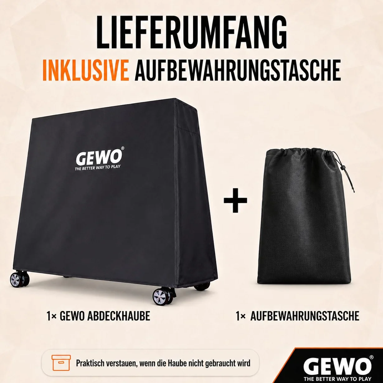 GEWO Housse de table de ping-pong d'extérieur 600D avec fermeture éclair