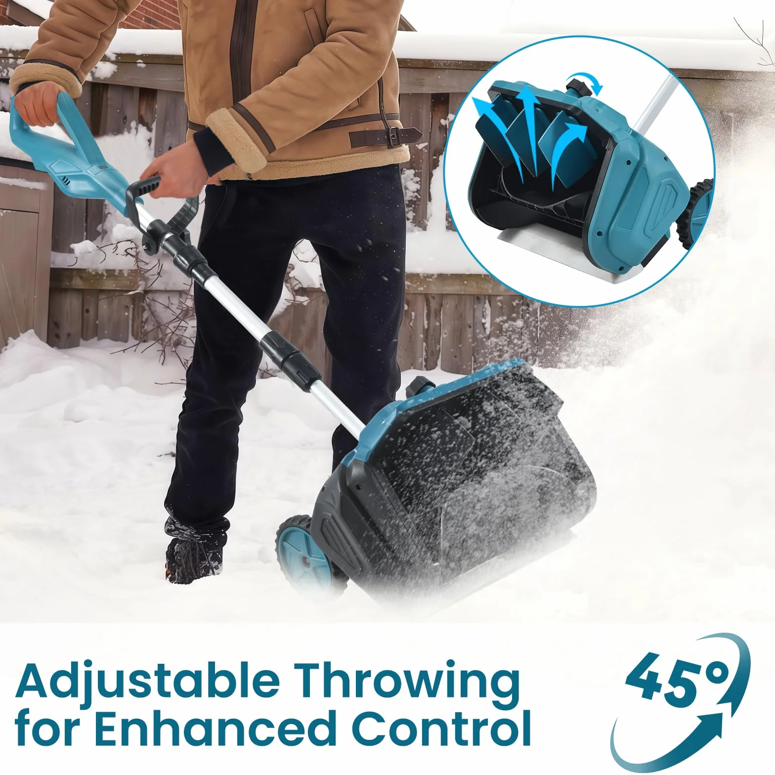 Souffleuse à Neige électrique sans Fil 2 Batteries Distance Éjection 6M Pliable Tige Télescopique Déneigeuse Jardin Cour