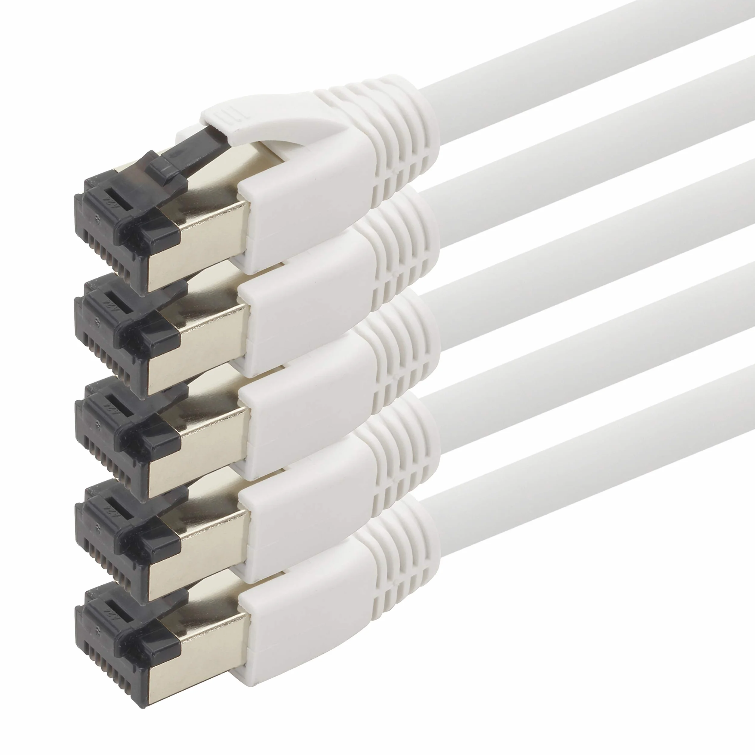 Câble réseau Cat 8 0,5 m blanc lot de 5 Ethernet 2000 MHz 40 Gbit s 40GBase-T PoE+ LSZH