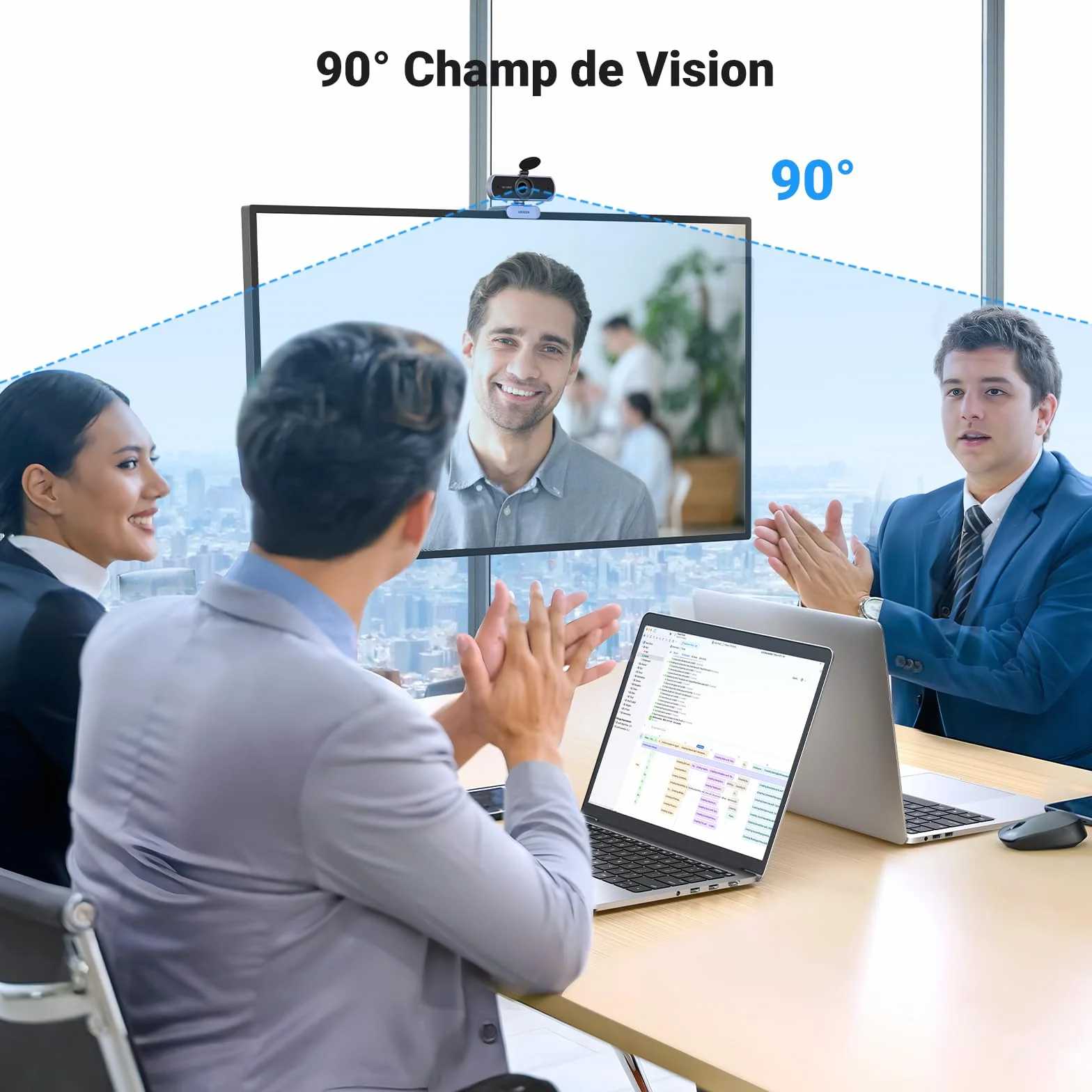 UGREEN Webcam Full HD 1080P 30FPS Caméra USB PC Mise au Point Fixe Deux Micro 360° Rotation Plug Play Windows MacOS Linux