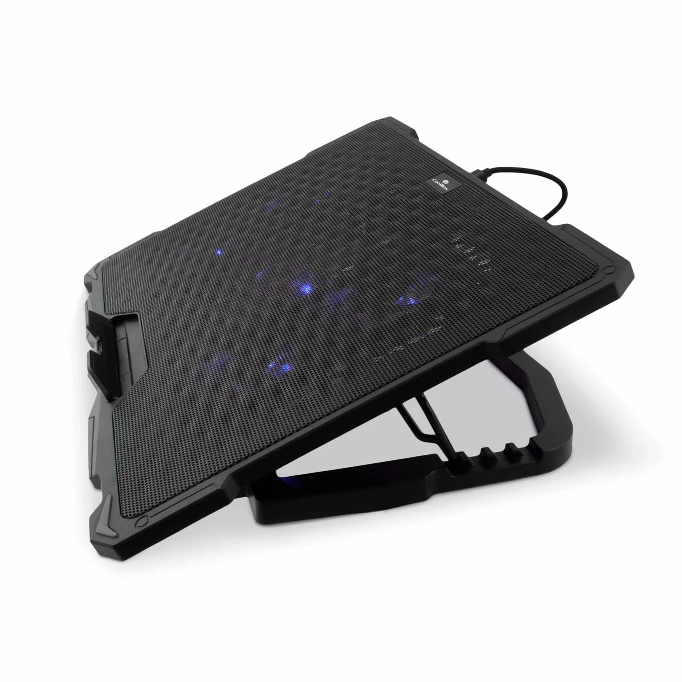 CoolBox Base de Refroidissement Portable 17,3" 5 Ventilateurs Silencieux LED Régulateur de Vitesse Support Réglable 4 Positions USB Noir