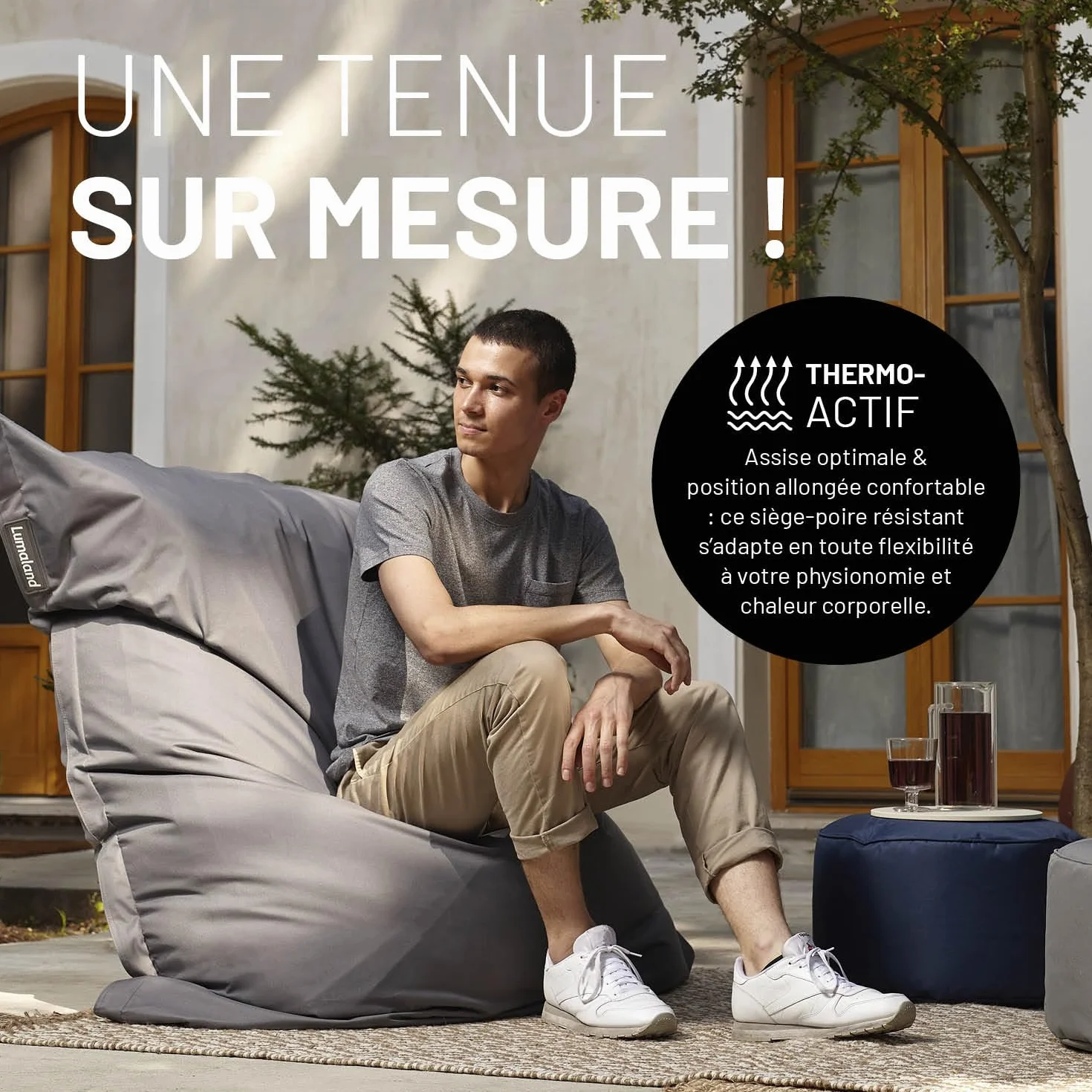 Lumaland Pouf géant XXL 140 x 180 cm Coussin de couchage imperméable Bean Bag housse lavable Vert pastel