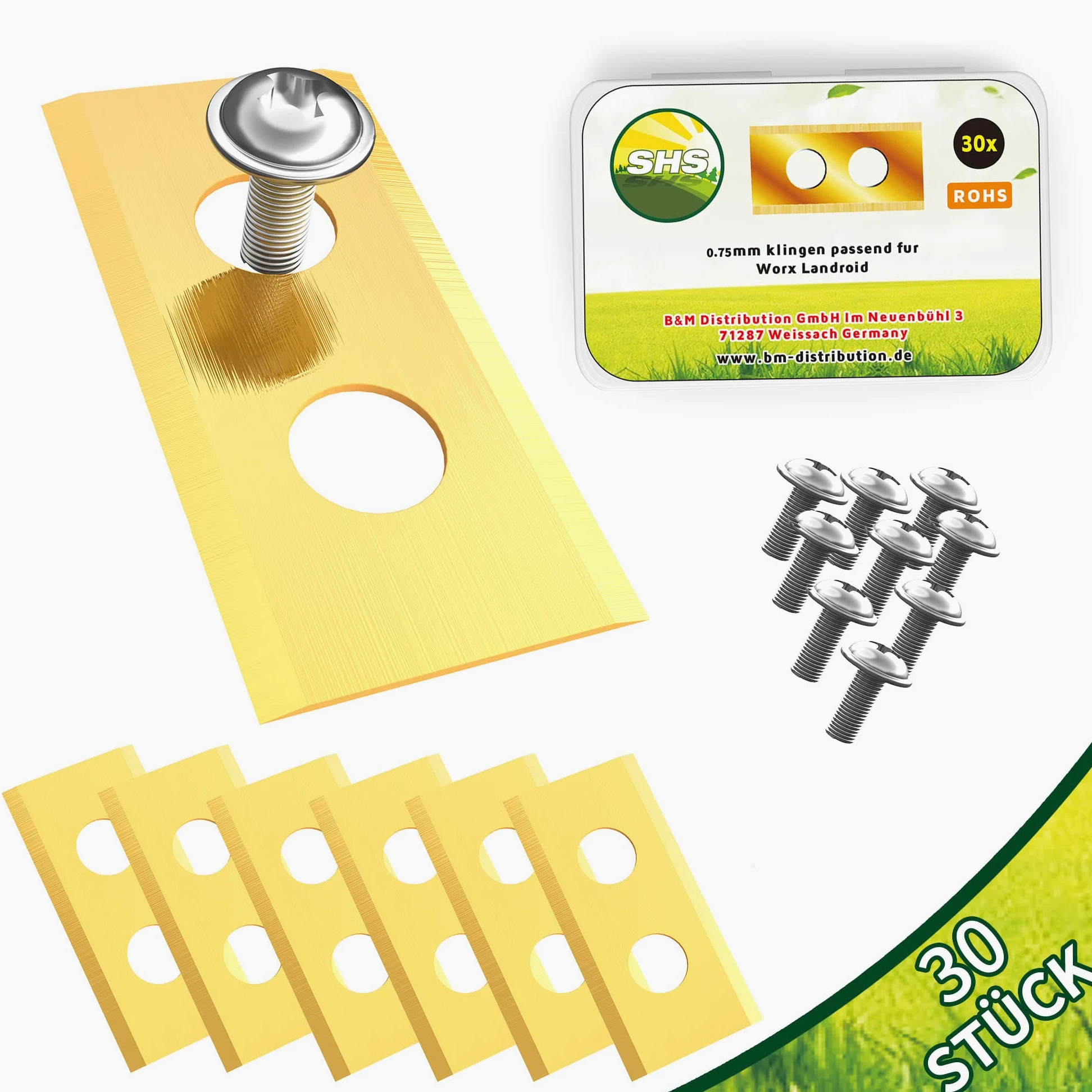 Câble de délimitation de 100 m + 30 lames pour robot tondeuse à gazon, kit d'accessoires, fil de délimitation pour câble de recherche, compatible avec Worx Landroid