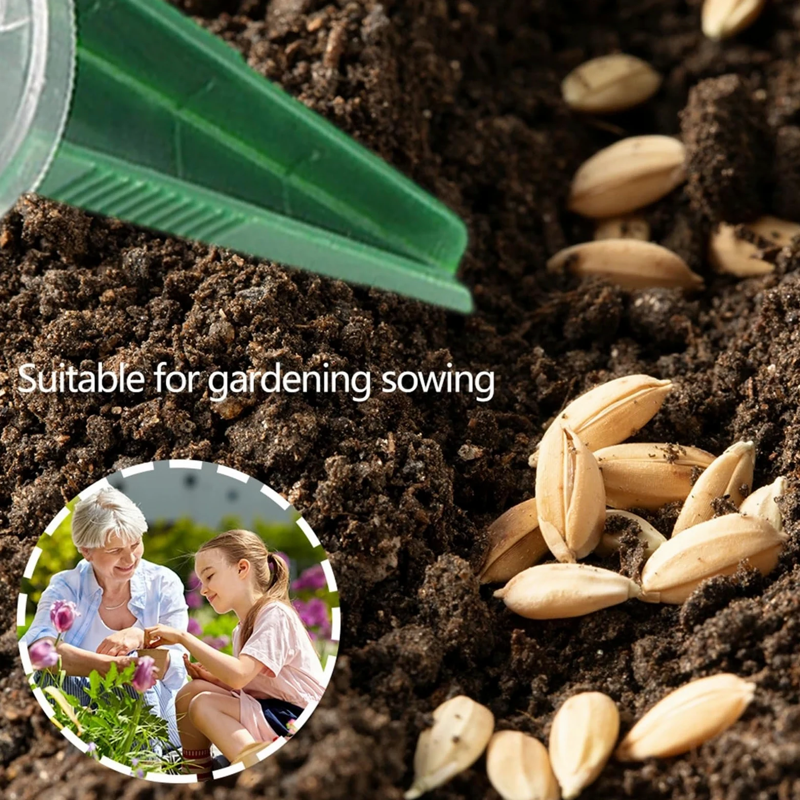 épandeurs de Jardin Épandeurs de semences Semoir de Jardin à Cadran Manuel Semoir avec Trou réglable Multifonction Portable Noirâtre Semis(10PCS)