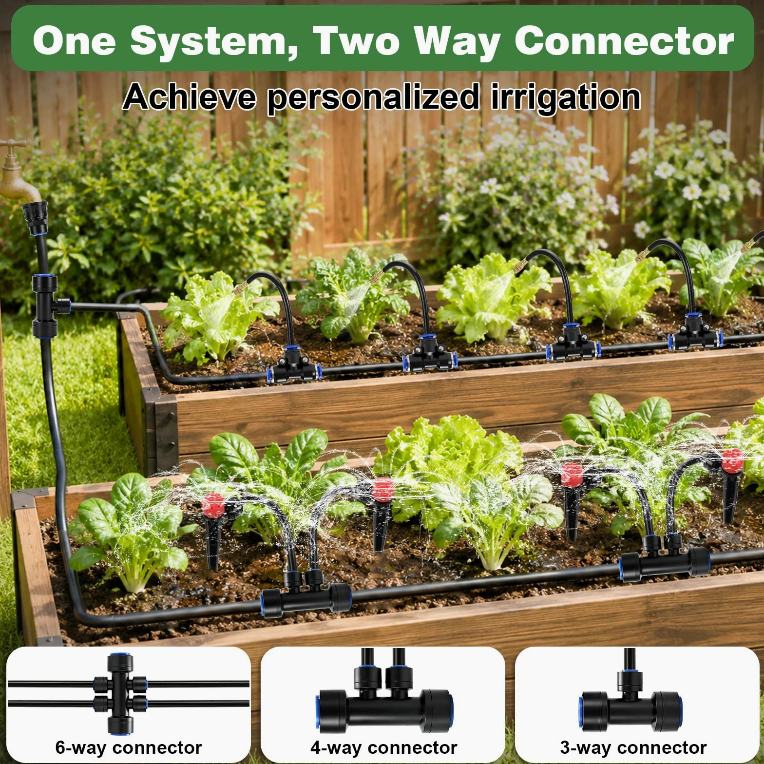Système d'arrosage automatique à 360° pour jardin - 30 m - 20 émetteurs avec piquet + 10 buses en cuivre réglables - Arrosage goutte à goutte 12 mm + 6 mm - Système de refroidissement au brouillard