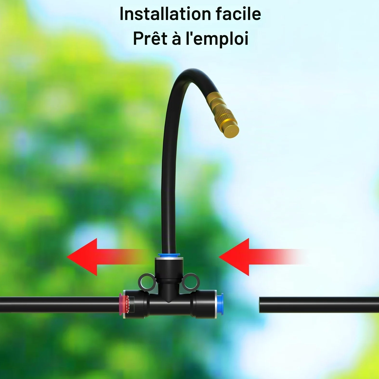 Mixc Système d'irrigation goutte à goutte de 30,6 m, kit d'irrigation de jardin avec 16 buses réglables en cuivre, système d'arrosage automatique pour plantes d'extérieur, plate-bande surélevée, cour