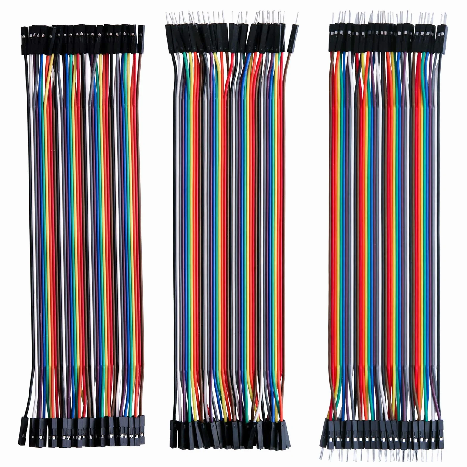 ELEGOO Lot de 120pcs Câbles Dupont 28AWG 20cm 3 en 1 Mâle/Femelle pour Arduino Mega 2560 Nano