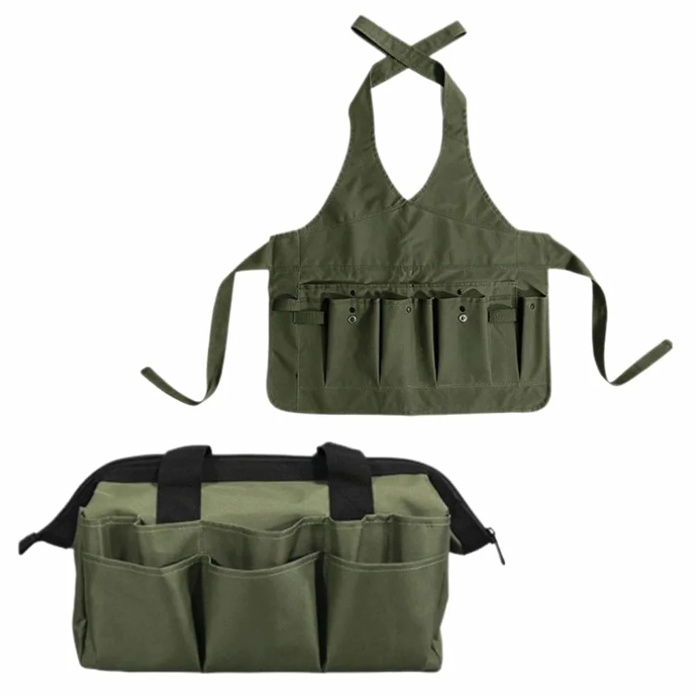 Tablier d'outils de jardinage avec plusieurs poches, fabriqué en tissu Oxford 600D, attache sécurisée, jardin, parterre de fleurs et patch de légumes