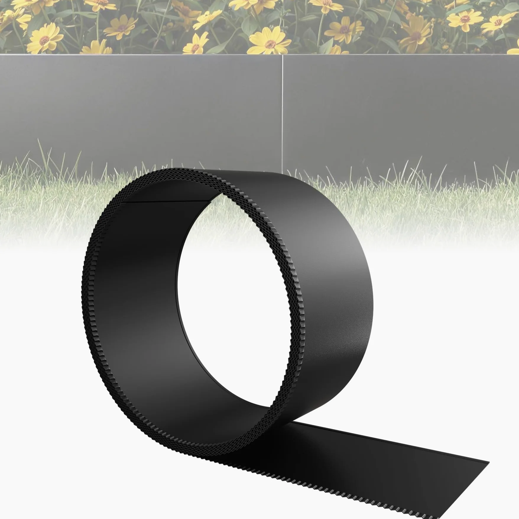 ACXIN Bordure de pelouse en métal - 15 cm de haut - Surface galvanisée - Bordure polyvalente pour paillis d'écorce, comme bord de tonte ou anneau d'arbre, robuste, flexible et rapide à installer (noir