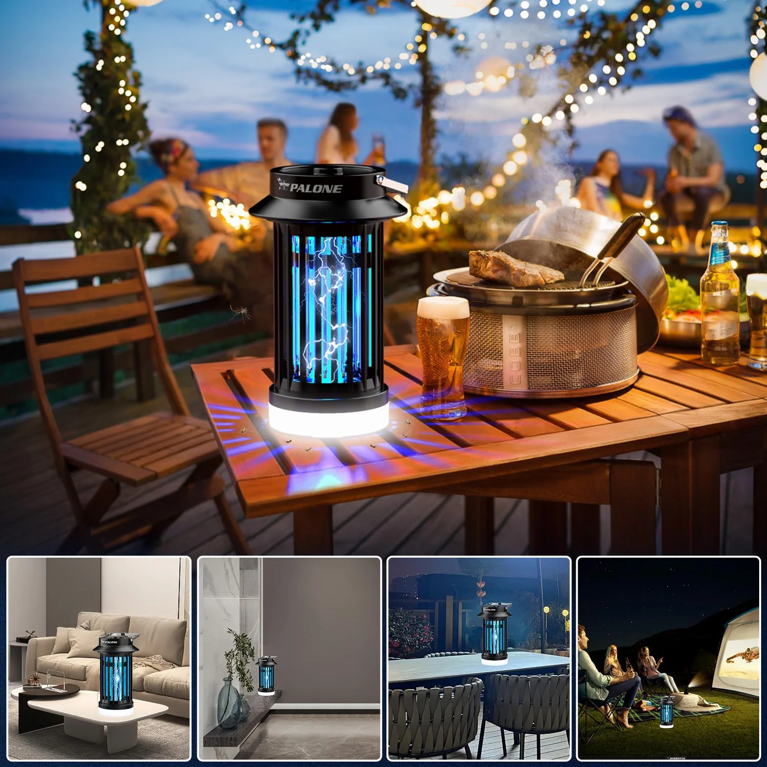 PALONE Lampe Anti Moustique USB-C Tue Mouche Électrique LED Portable UV 4200V 140 m²