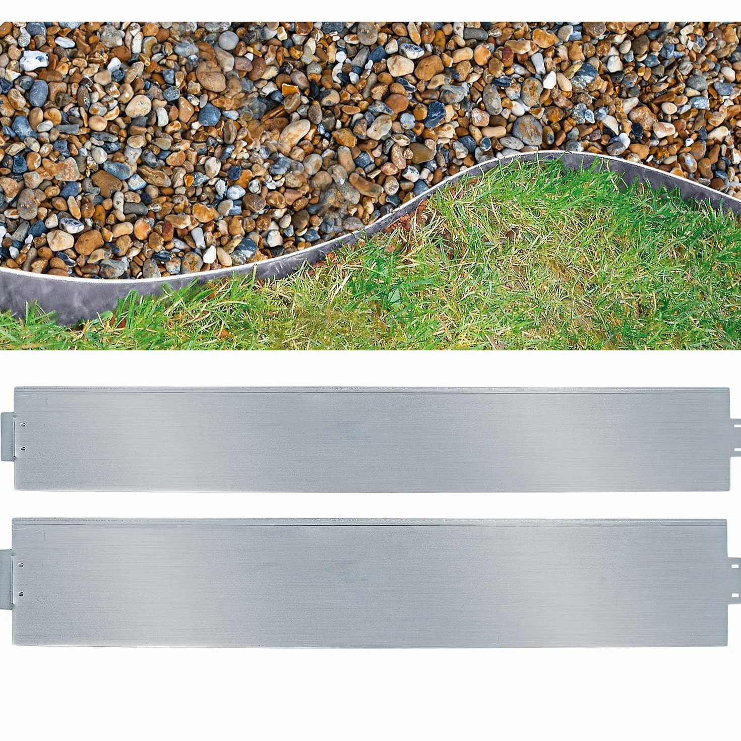 Bordure de pelouse en métal - 20 m - 20 pièces - Galvanisé - 100 x 15 cm - Pour plantes de jardin, cultures florales