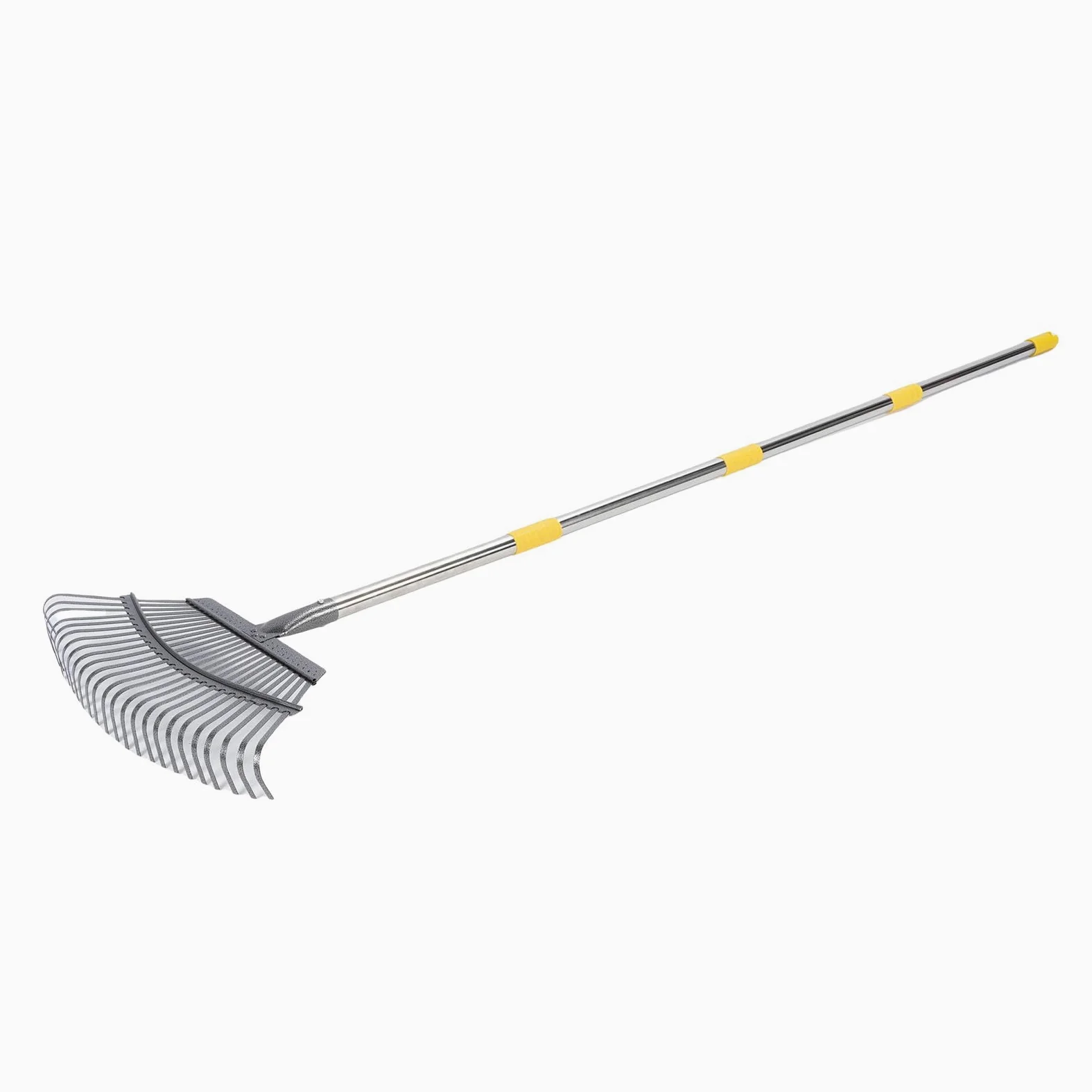 Cocoarm Râteau de Jardin en Métal Réglable à Feuilles de 45,7 Cm de Large avec Poignée Extensible de 91,4 à 180 Cm, 25 Dents Amovibles en Acier au Carbone pour Le Nettoyage de la Pelouse, de la Cour