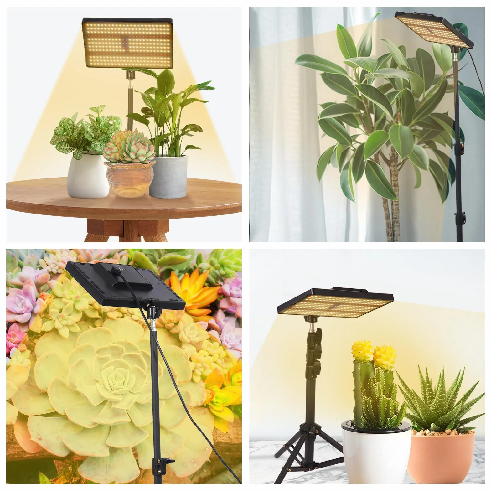 MICCYE Lampe de Plante Horticole LED 286 LEDs Dimmable Spectre Complet UV-IR avec Trépied Minuterie 4/8/12H