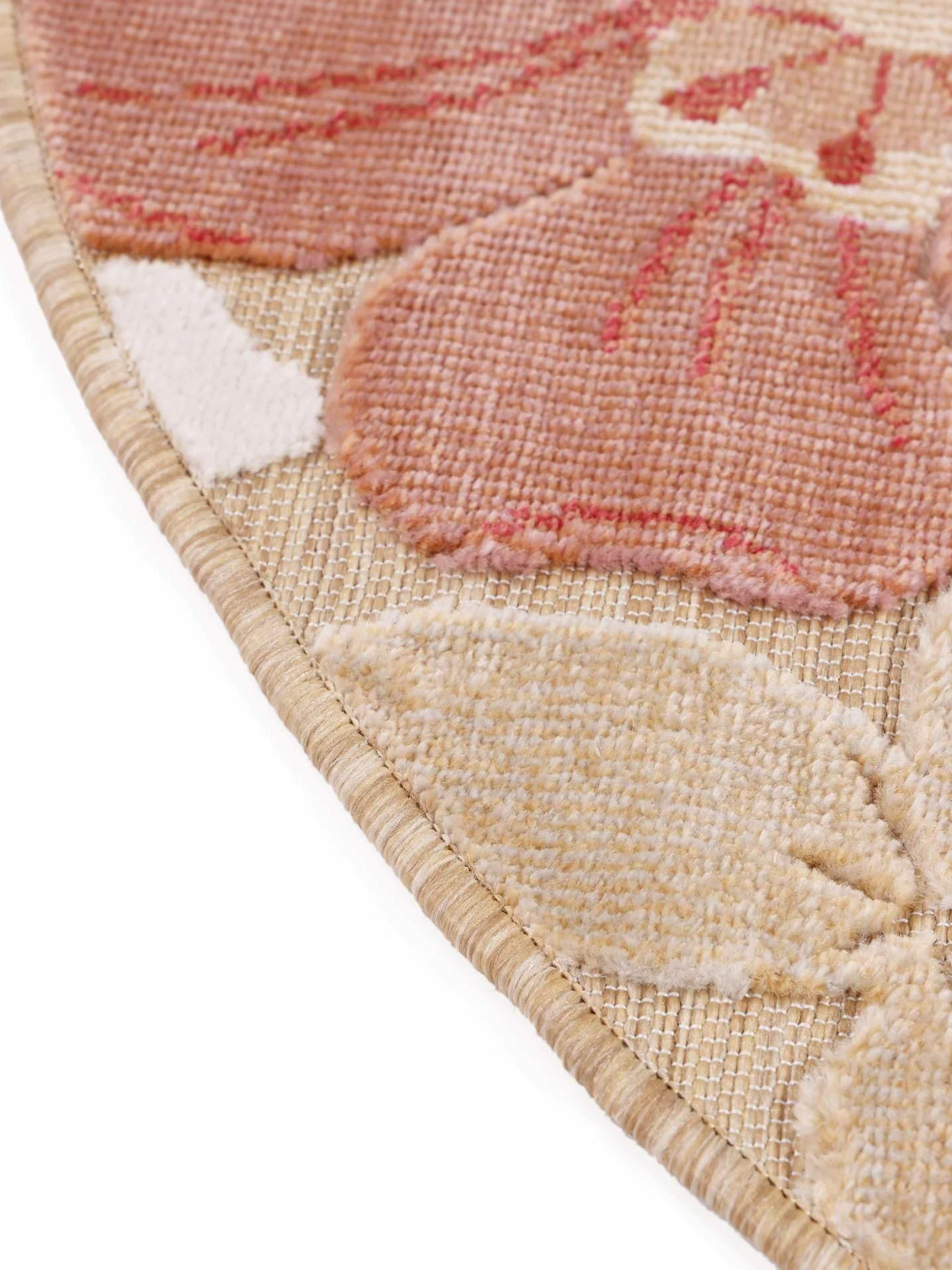 RugVista Cherri Tapis intérieur et extérieur, Rond, Ø 200 cm, Beige/Rose | Modernes, Poil ras, Lavage à la main seulement, Oeko-Tex 100, Résistant aux UV, Salle de séjour, Cuisine, Porch