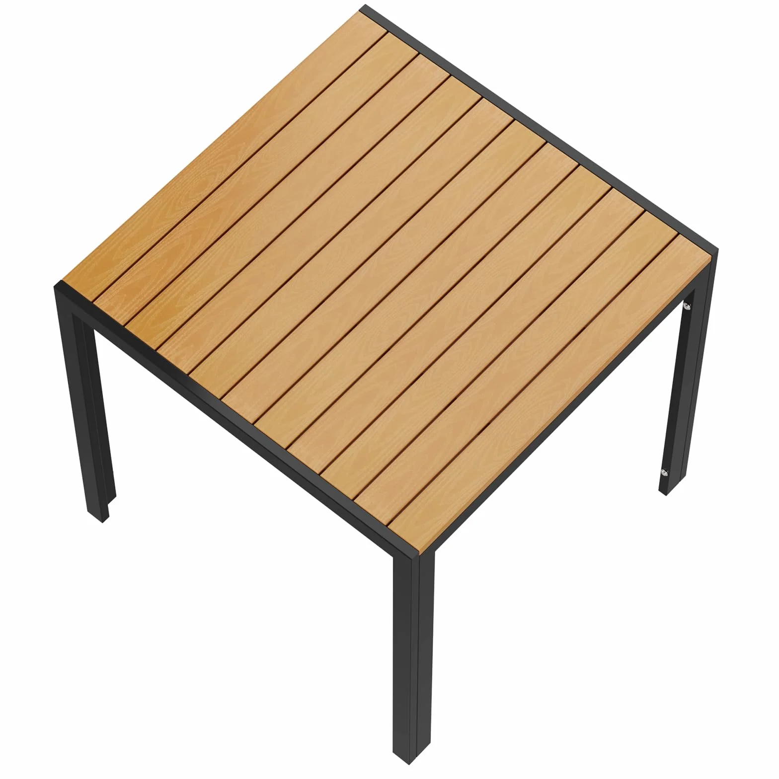 LIFERUN Table de jardin aluminium WPC 75x75 cm résistante aux intempéries Noir