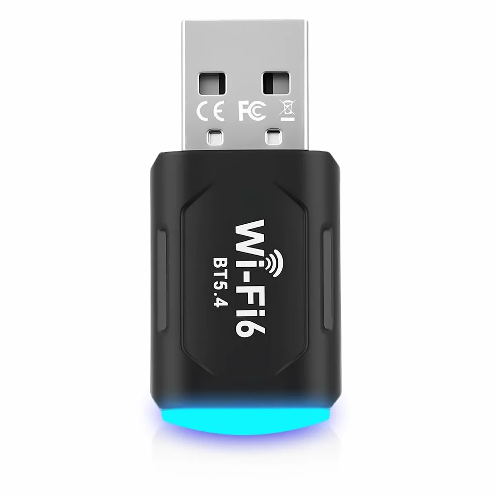 Clé WiFi 6 USB Double Bande 5GHz/2.4GHz Adaptateur WiFi Dongle 2 en 1 Bluetooth 5.4 pour PC Windows 10/11