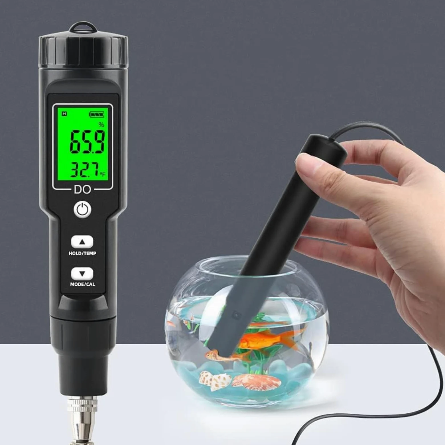 Jadeshay Analyseur d'oxygène, 0,0-40,0 MG/L Compteur d'oxygène Dissous Numérique Testeur de Concentration, Oxymètre Dissous, pour l'aquaculture Aquatique, Les Piscines