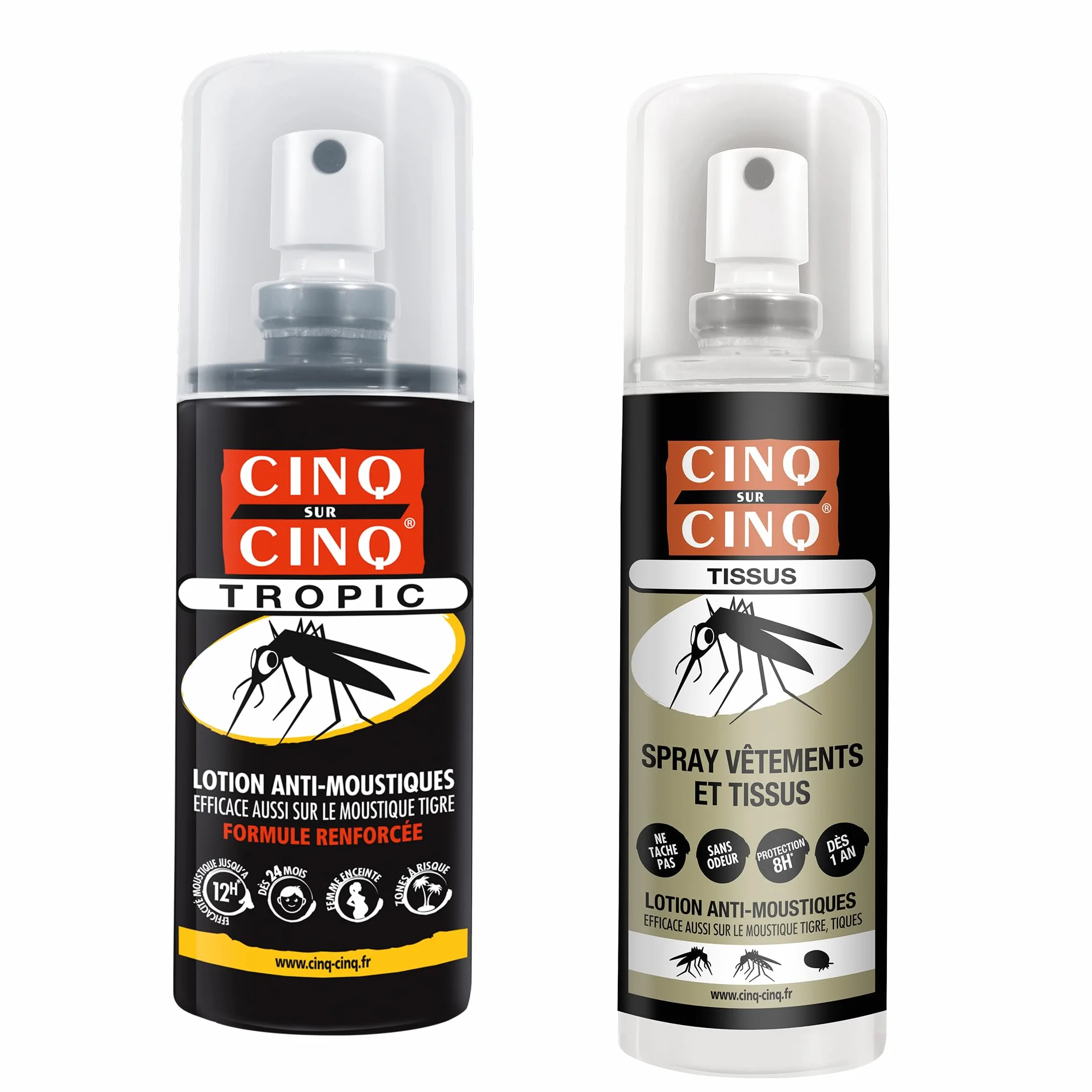 CINQ SUR CINQ Anti-Moustique Spray Lotion 75 ml + Spray Vêtements 100 ml Protection Longue Durée