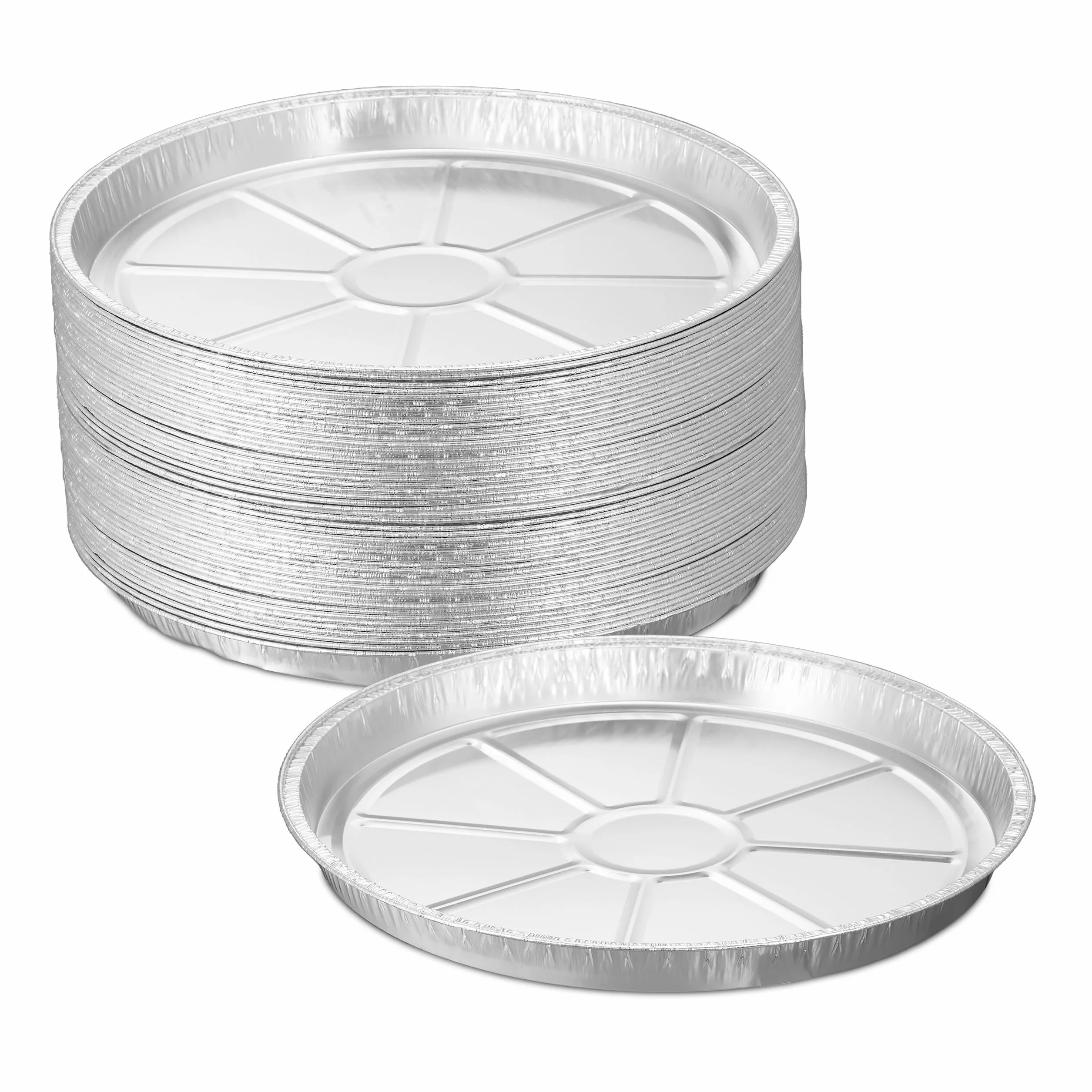 Relaxdays Barquettes Rondes en Aluminium Lot de 50 2,5x27,5 cm Moules Tartes Accessoires Barbecue Argenté
