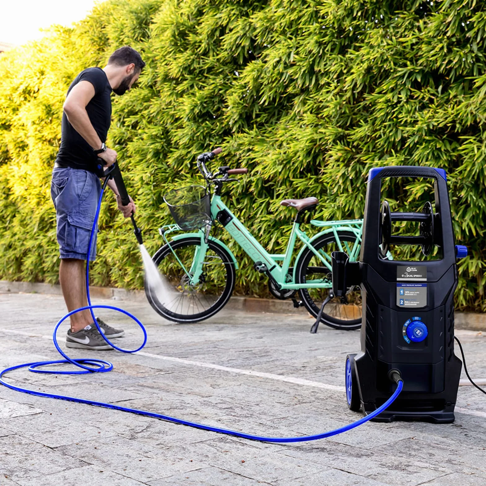 AR Blue Clean Nettoyeur Haute Pression e-2DUALSPEED D avec sonde de Débouchage pour Canalisations e Patio Cleaner (2200 W, 160 bar, 460 l/h)
