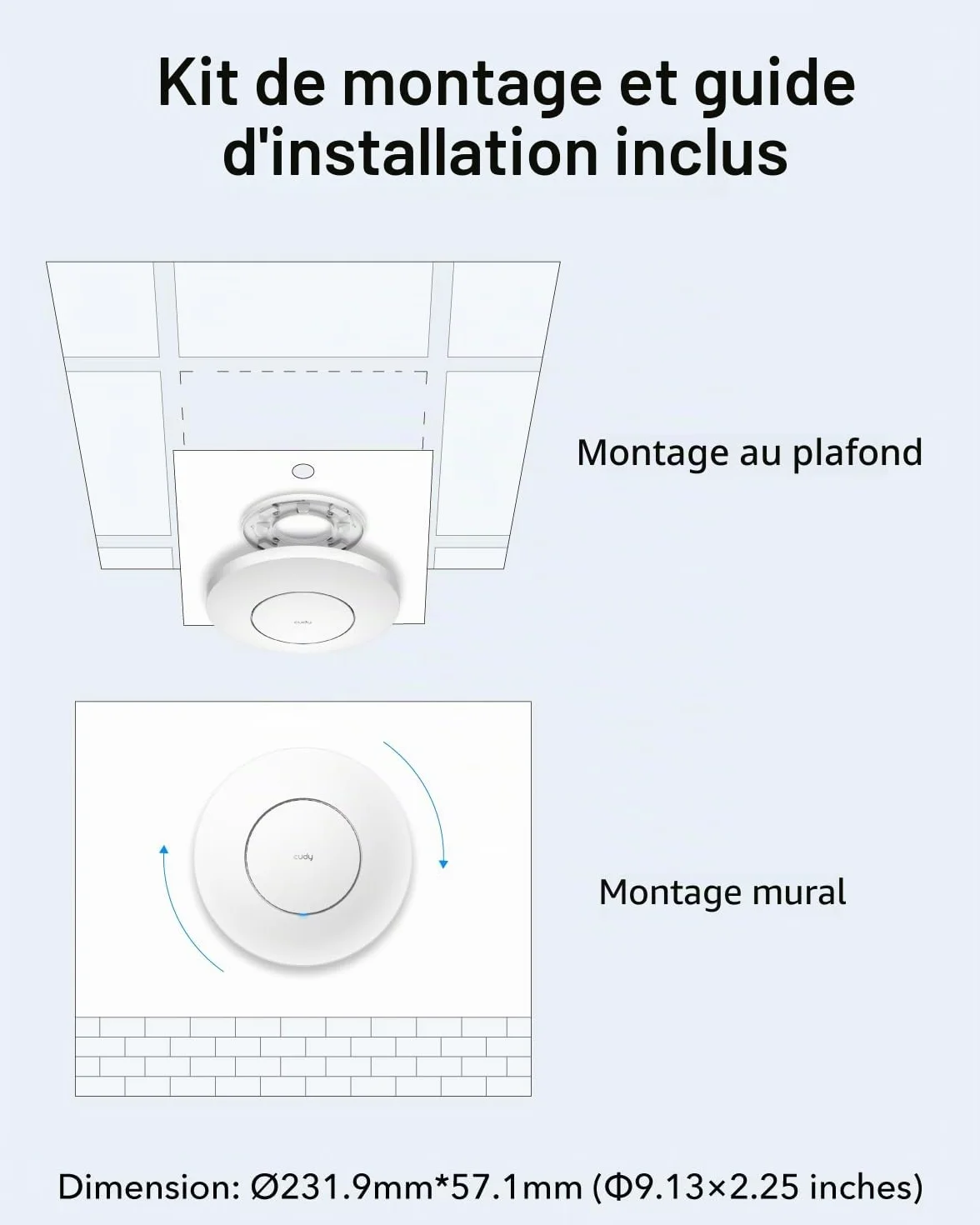 Cudy AX3000 WiFi 6 Point d'Accès, RJ45 2,5Gbit/s, MU-MIMO, PoE/CC, Mesh Support AP3000