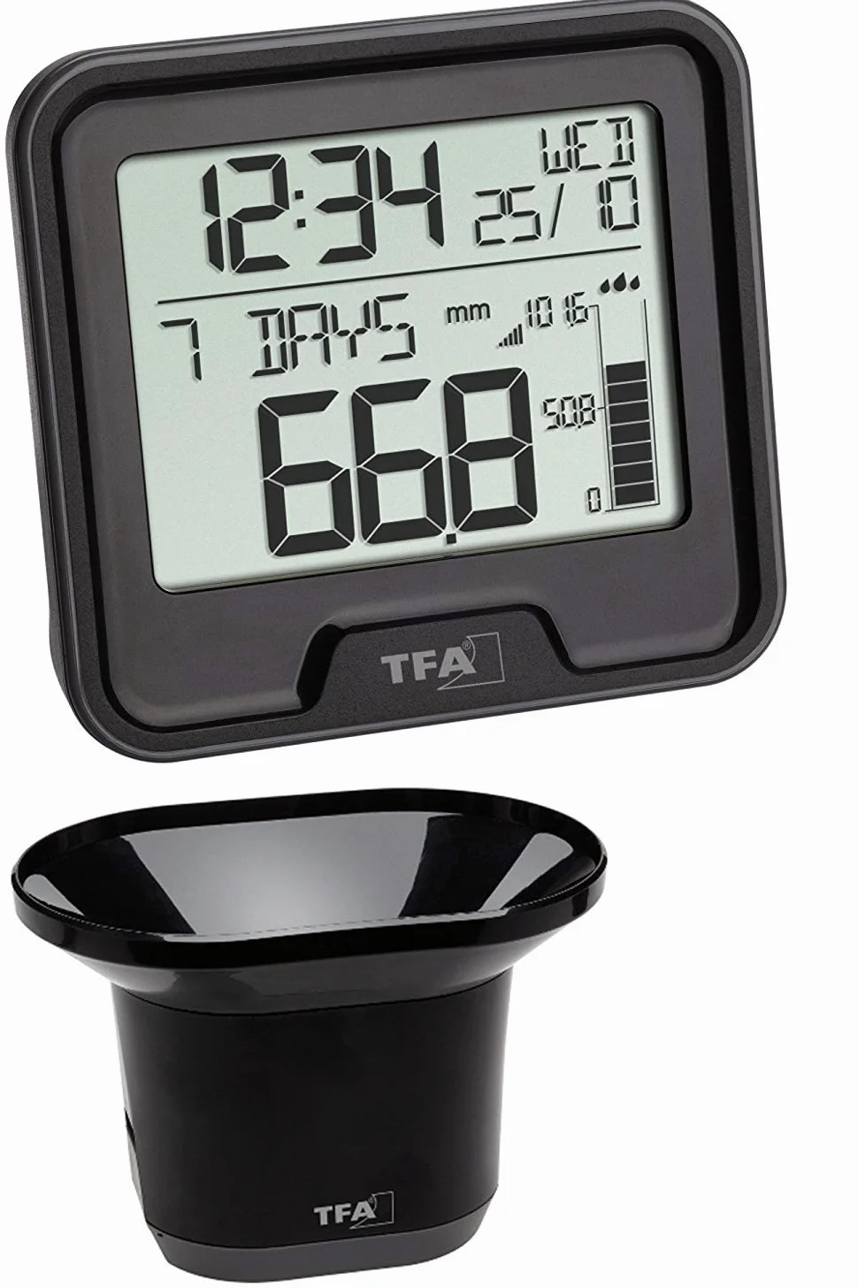 TFA 47.3005.01 Pluviomètre sans fil Drop avec pluviomètre Noir avec piles