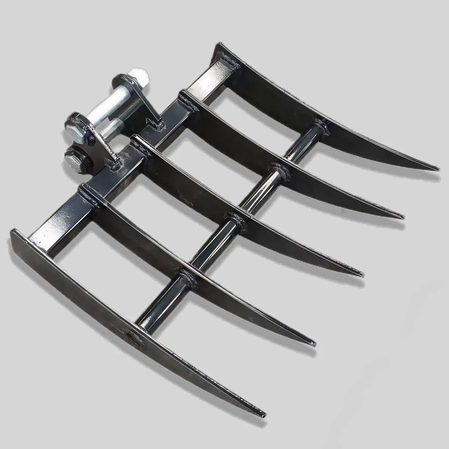 Râteau hydraulique inclinable pour mini excavatrices de 0,8 à 2 tonnes et micro-pelleteuses, trou de broche de 25 mm d'envergure de 90 mm