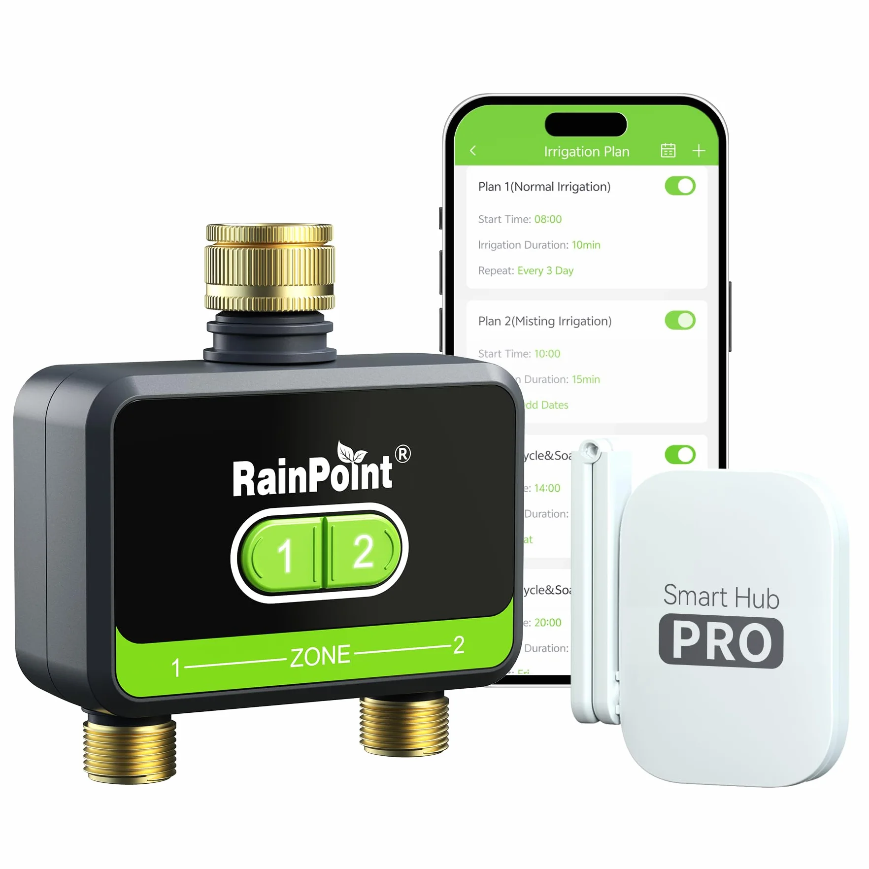 RAINPOINT Programmateur Arrosage WiFi 2 Sorties Laiton Automatique Jardin Application Commande Vocale