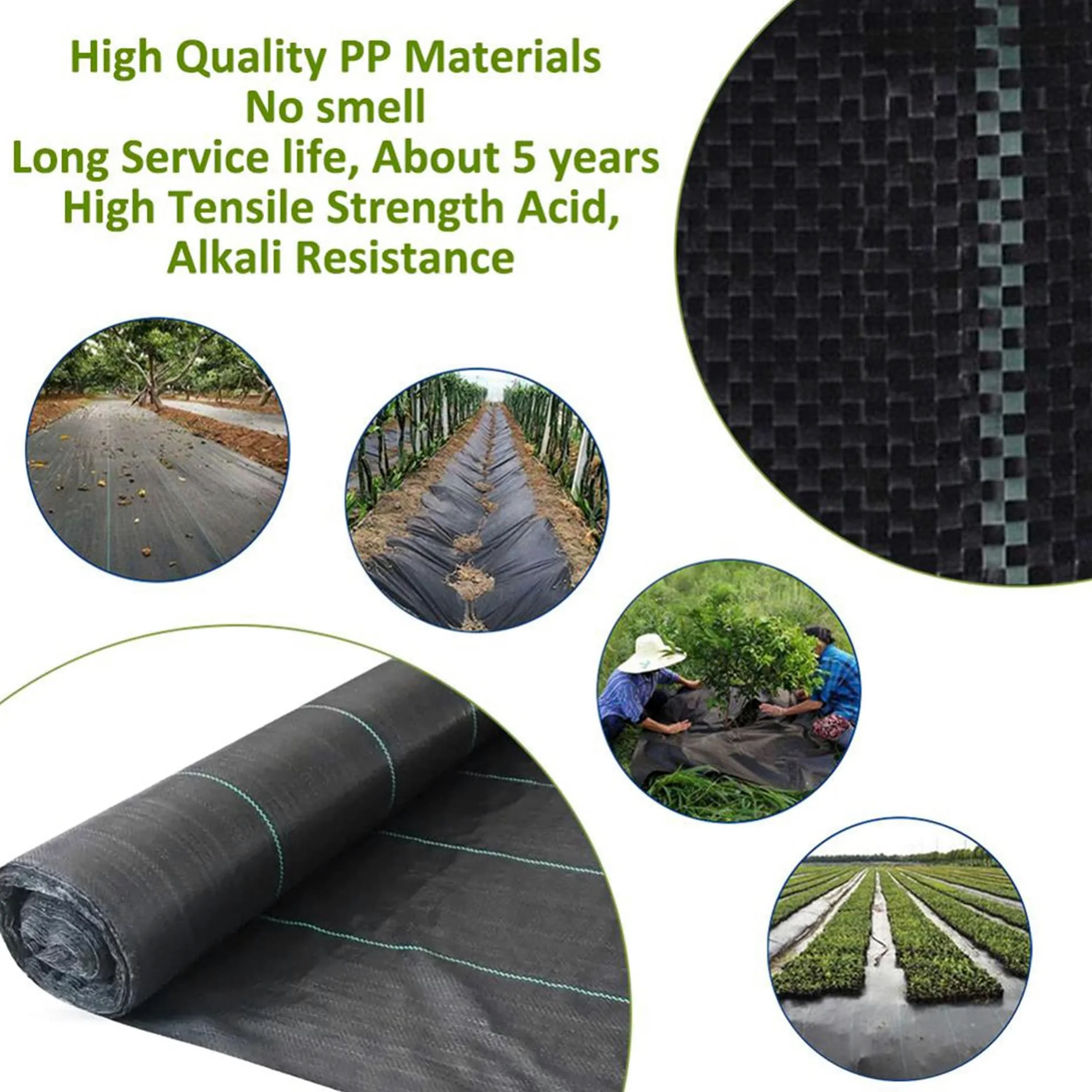Toile de Paillage,Toiles Anti-Mauvaises Herbes en Polypropylène,Bache Geotextile Anti Repousse 70g/m², Tissées Résistant et Perméable et Anti-UV,pour Jardin et Serre,Noir