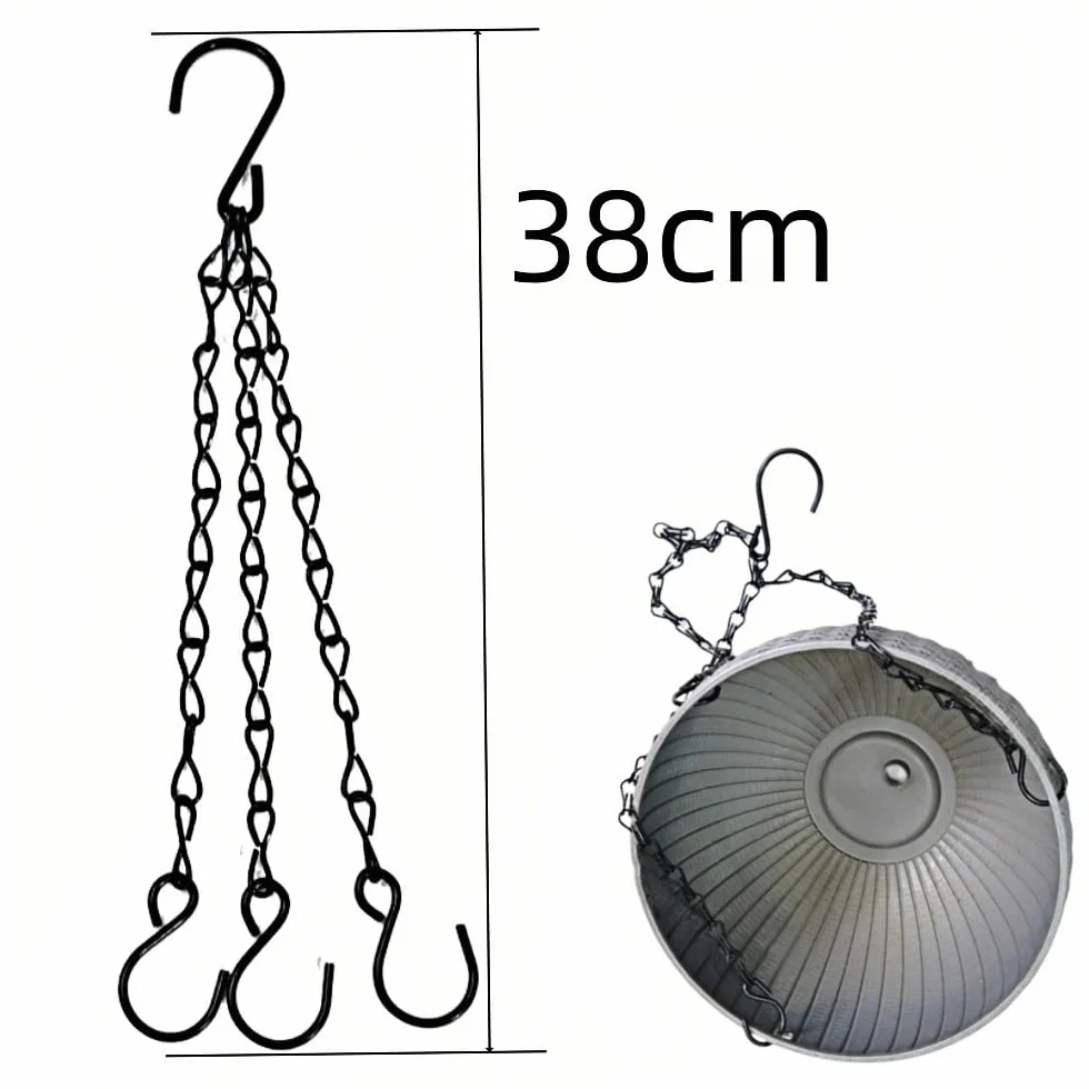 Chaîne de Panier Suspendu 6 Pcs avec Crochet Clip pour Jardinières Mangeoires Lanternes Noir