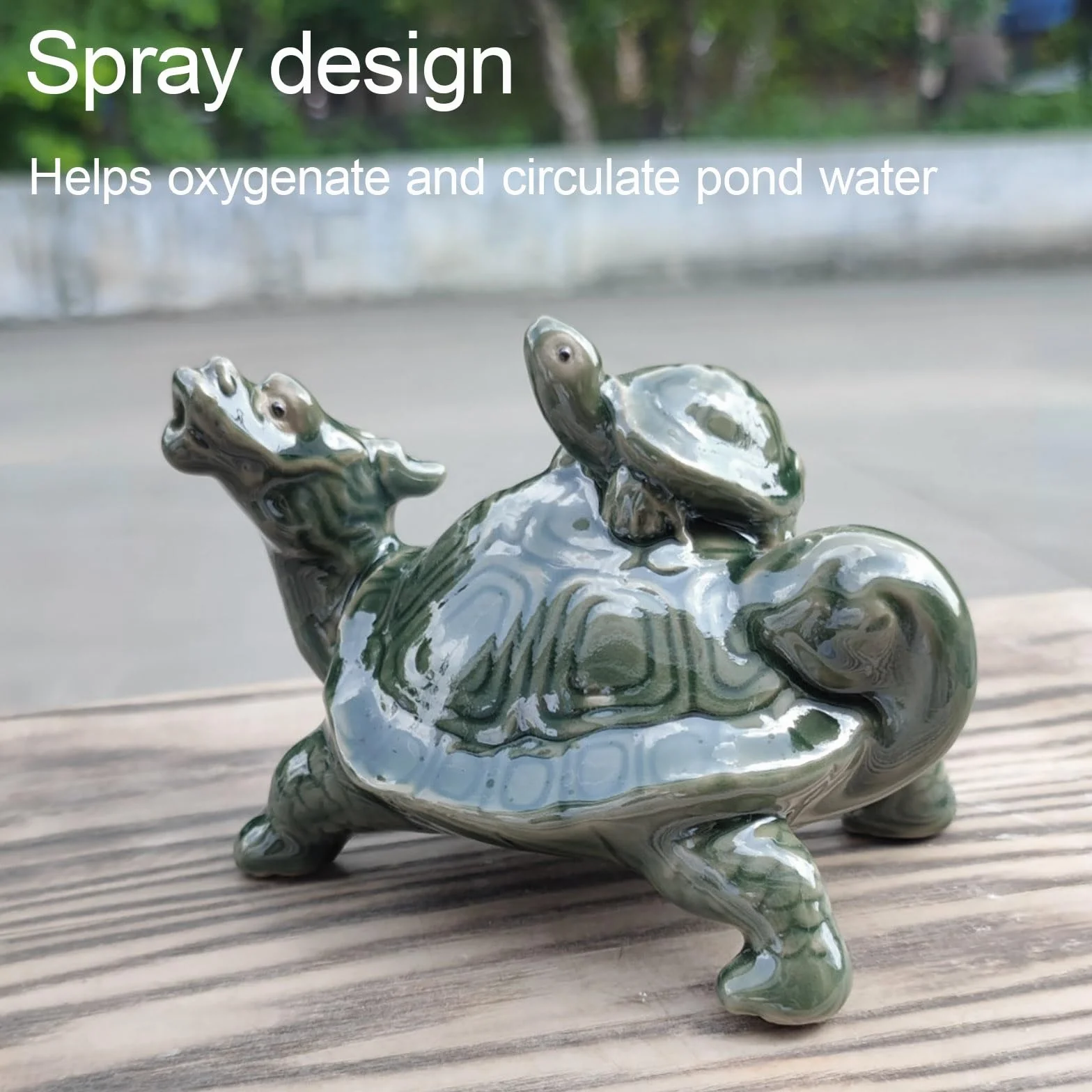 Fontaine céramique cracheur pour bassin d'animaux, décoration étang jardin Brown