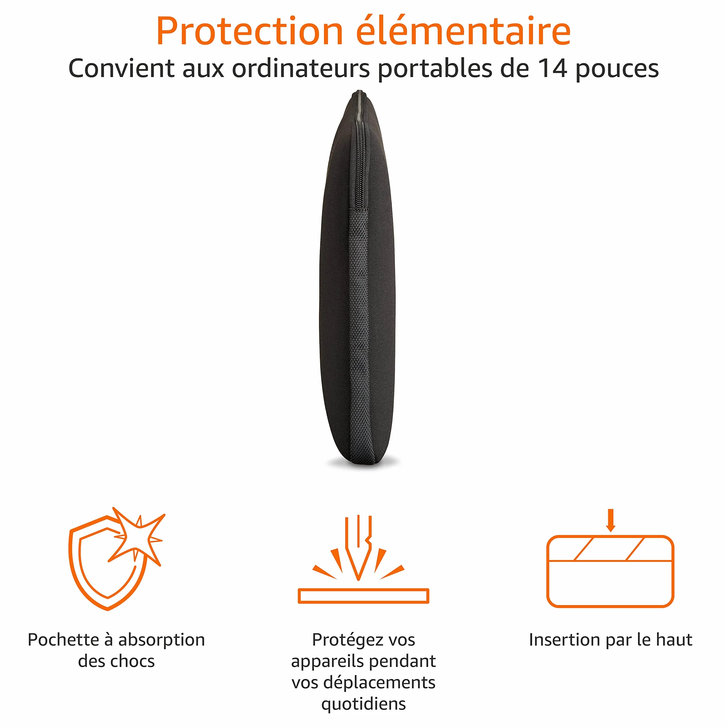 Amazon Basics Housse Ordinateur Portable 14 Pouces Noir