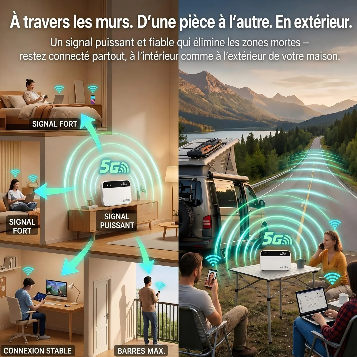 Routeur 5G Portable Modem Déverrouillé 3000mAh Wi-Fi 10 Appareils WPA3 Nano SIM