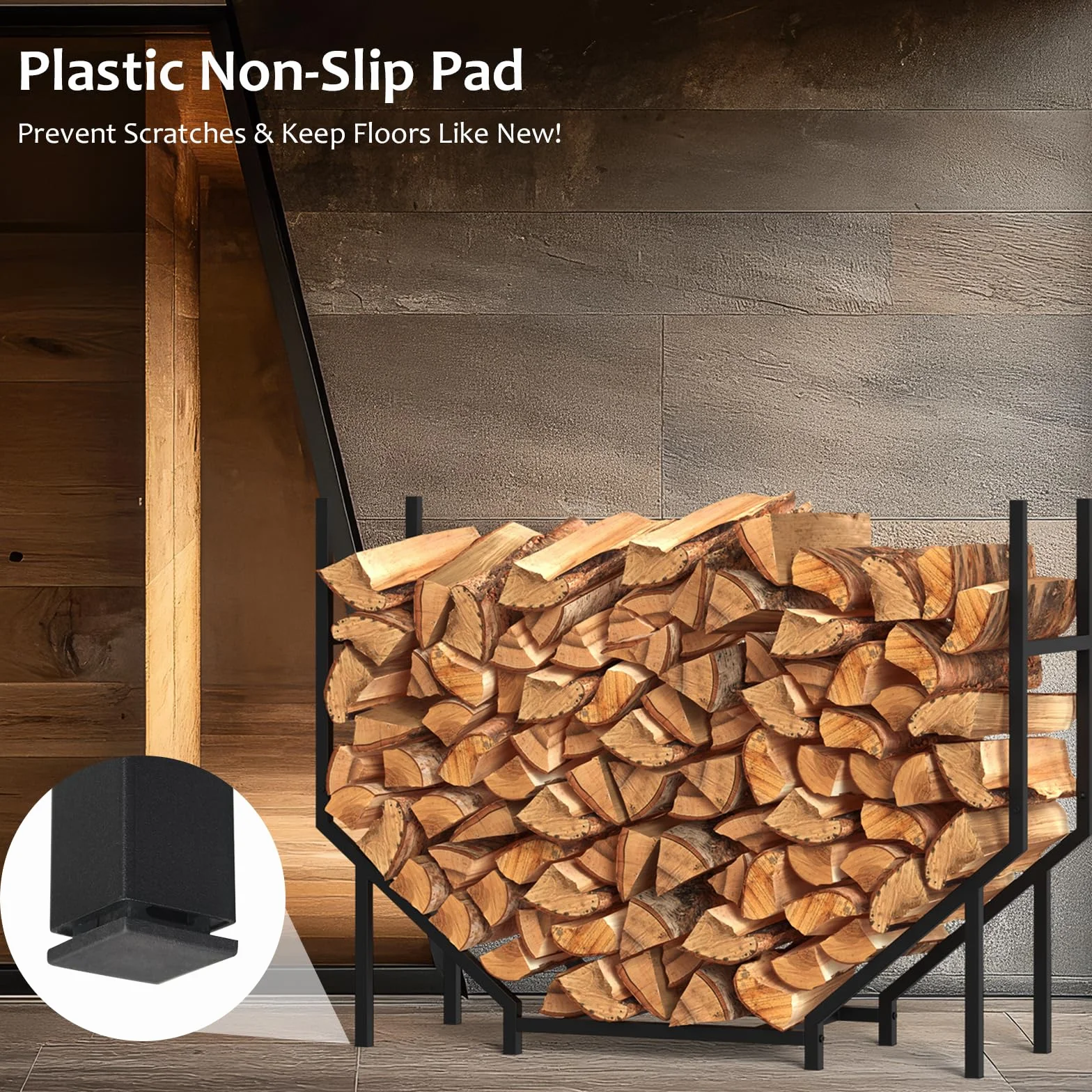 CADUKE Range-bûches d'extérieur 1 m - Support de bûches en métal pour cheminée - Empileur et organiseur de bois