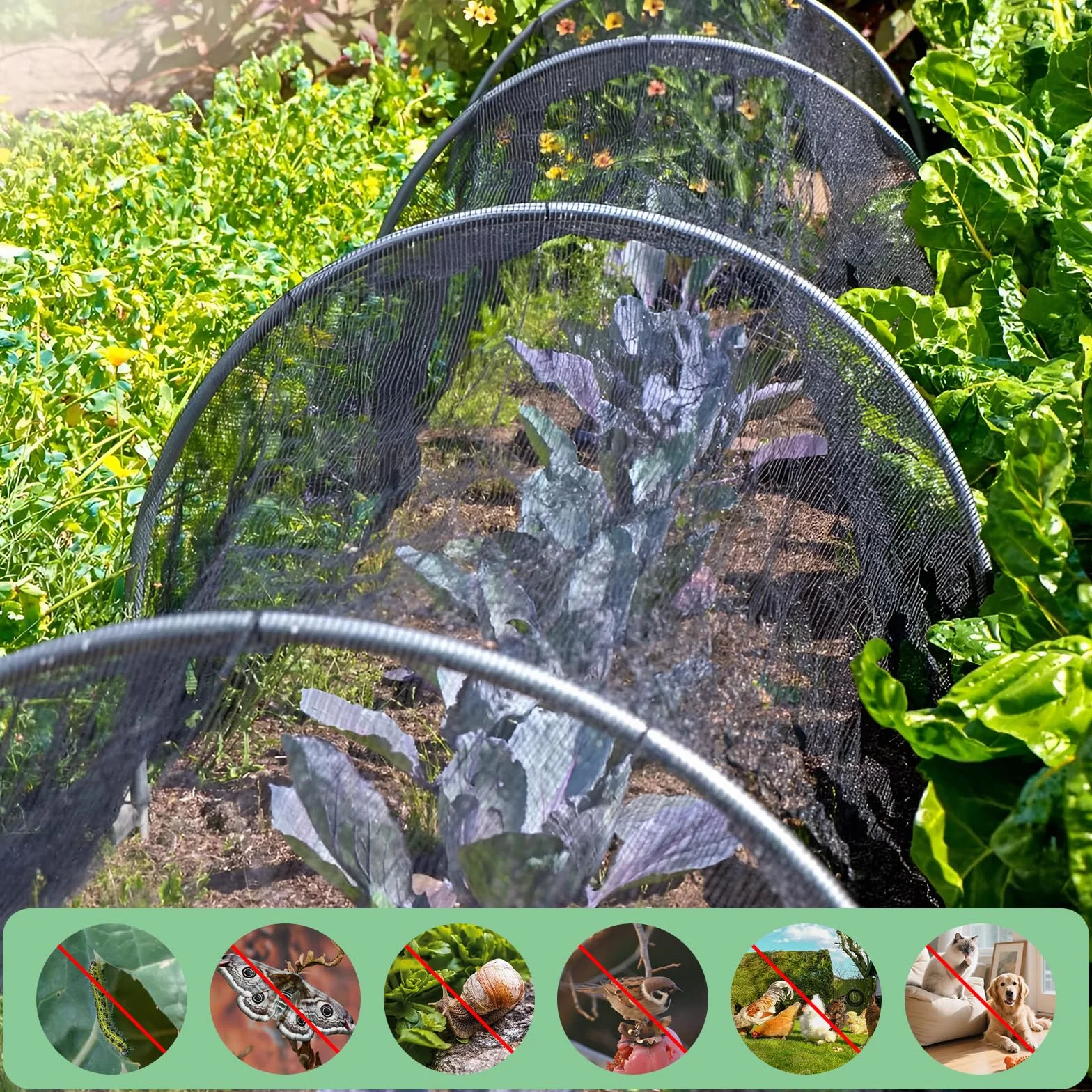 Vaskula Moustiquaire 3 x 10 m Filet Anti Insecte Noir avec Attaches