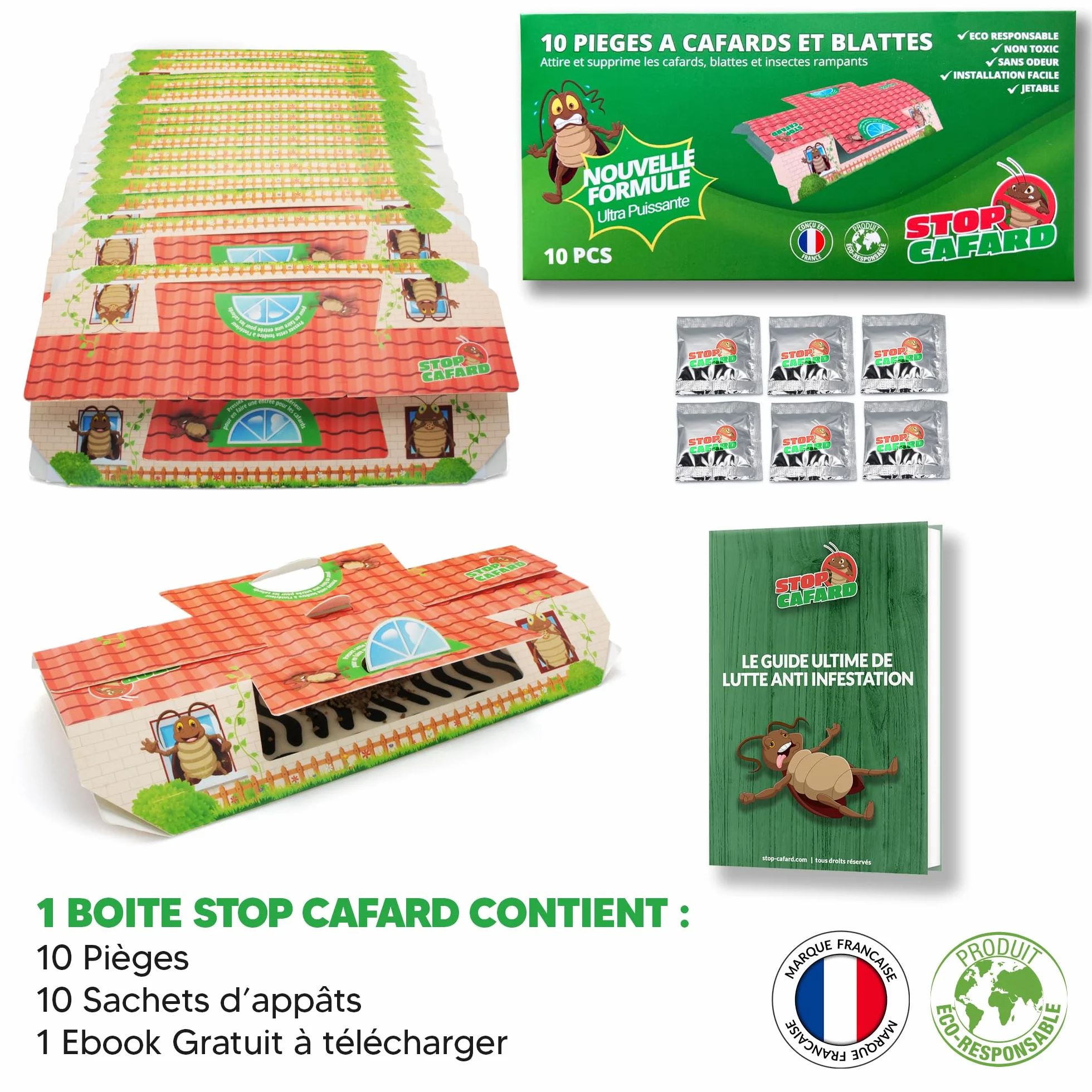 Puissant Piège à Cafards et Blattes Professionnel Non Toxique
