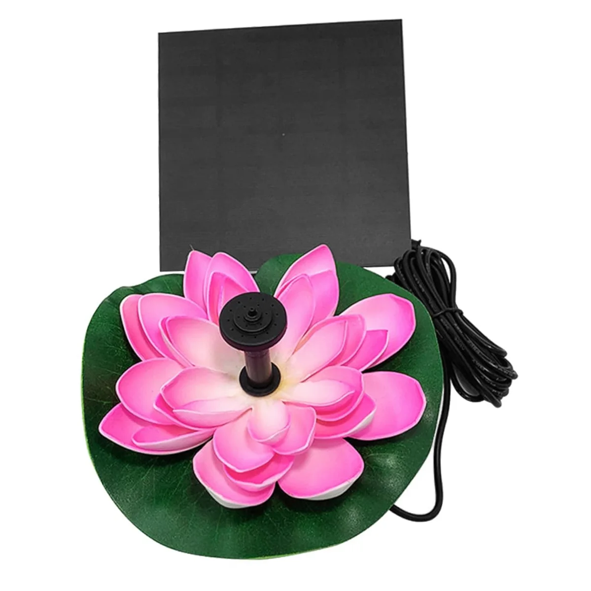 Pompe à Fontaine Solaire 7v 2, 5w Lotus en Plastique Vert | Débit 180 L/h, Hauteur 100cm, Design Flottant Automatique, pour Bassin et Bain